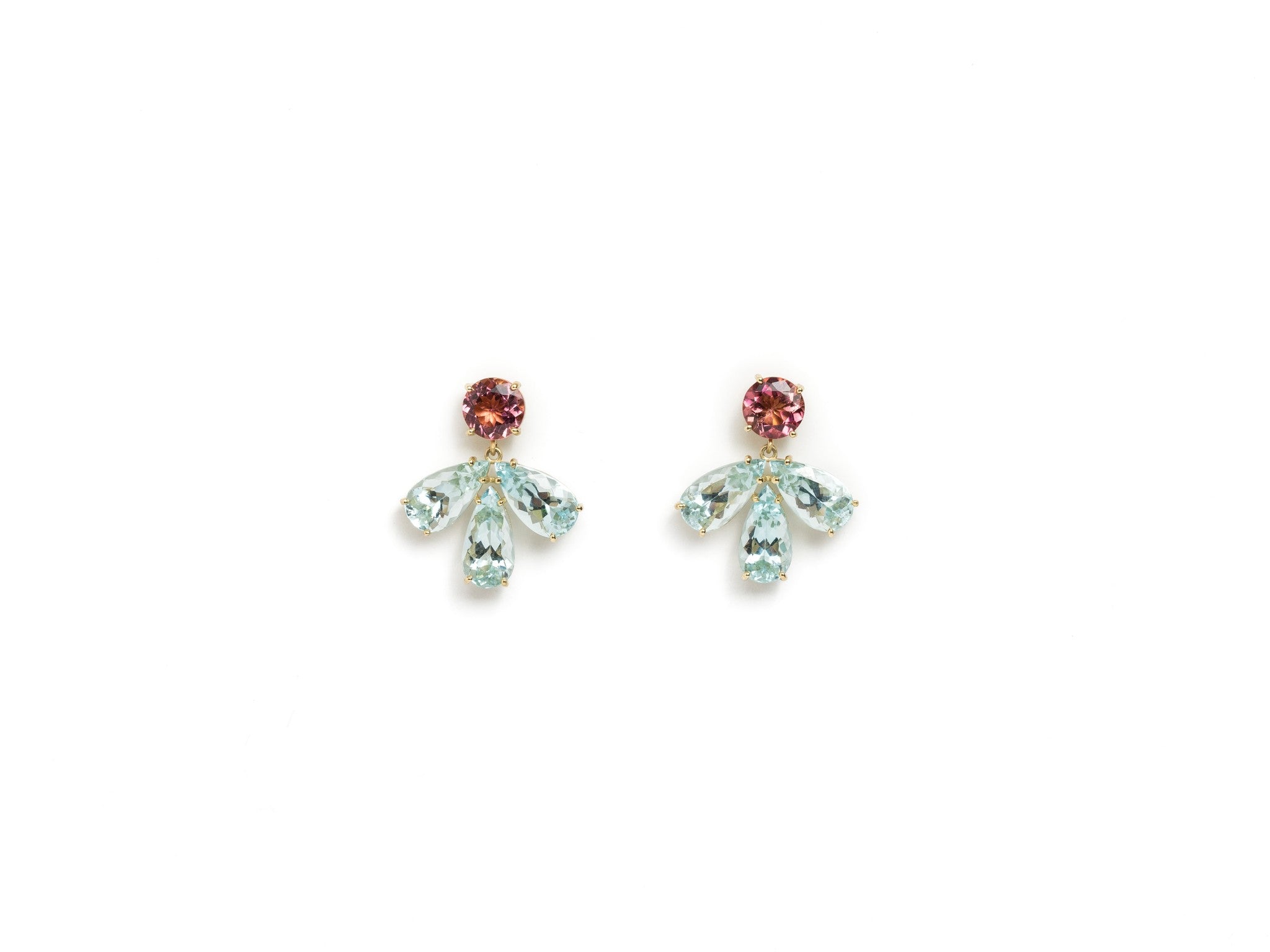 PINK TOURMALINE AND AQUAMARINE DROP EARRING