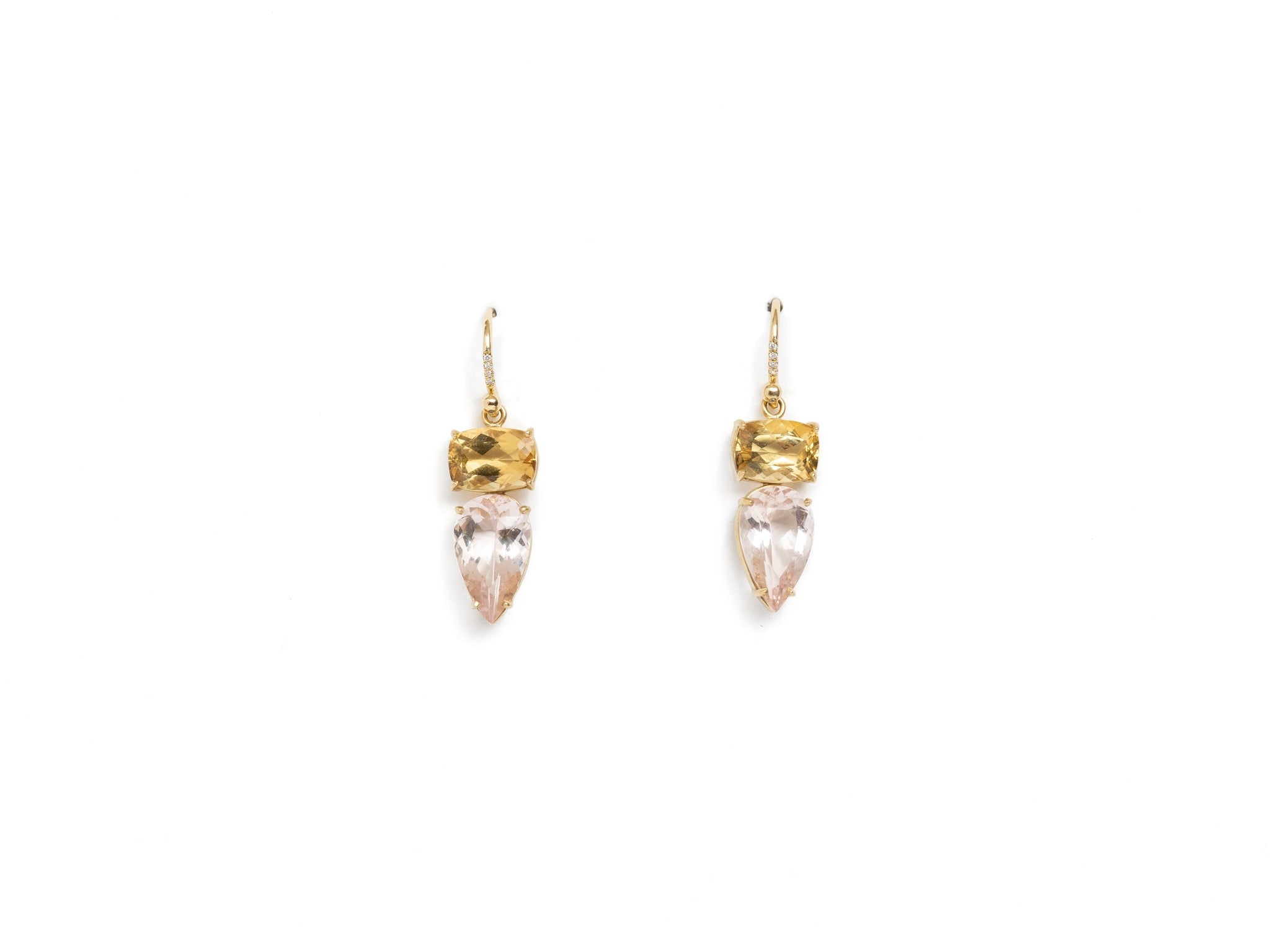 BERYL AND MORGANITE DROP EARRINGS