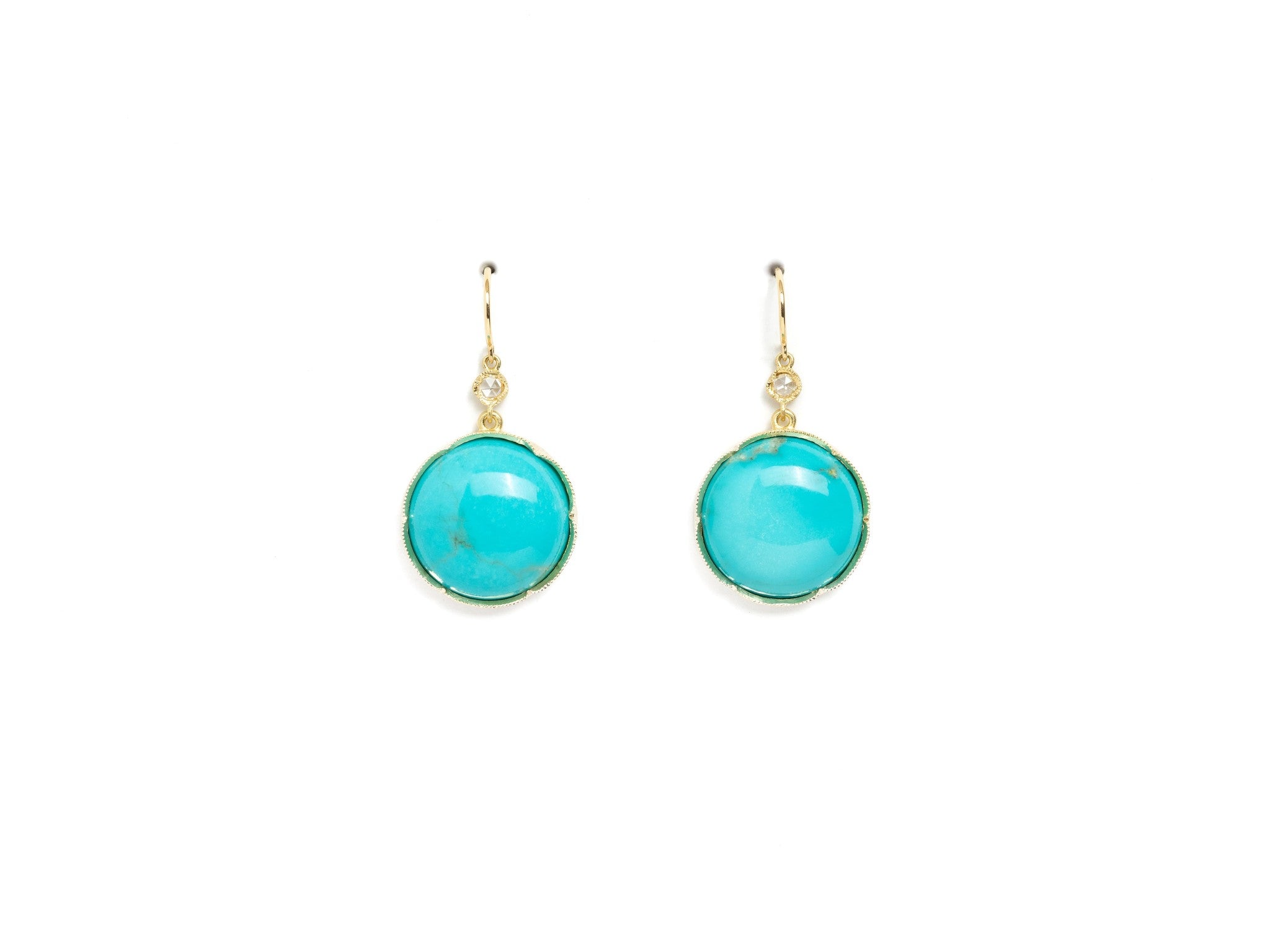 TURQUOISE CABOCHON EARRINGS