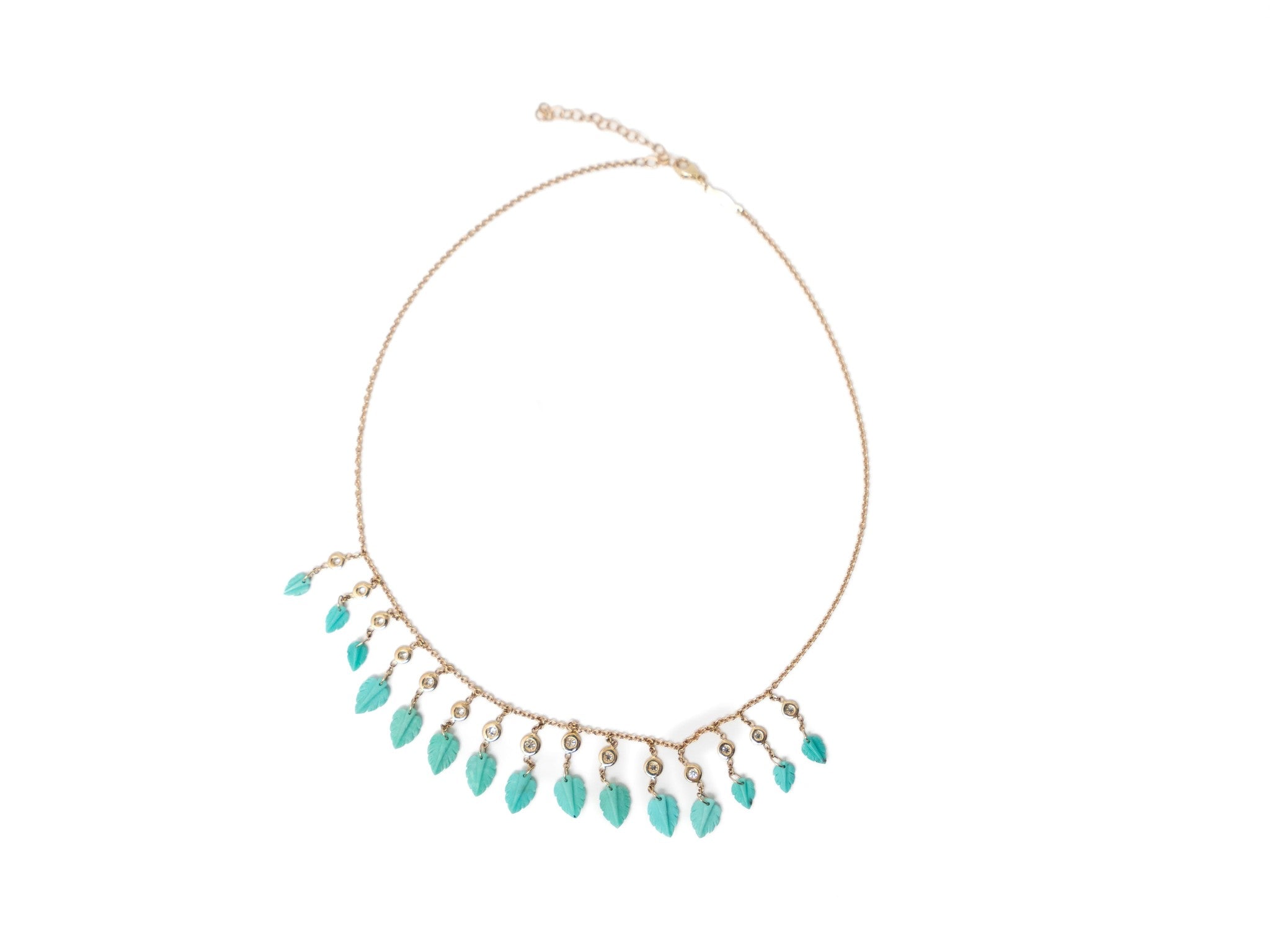 TURQUOISE LEAF SHAKER NECKLACE