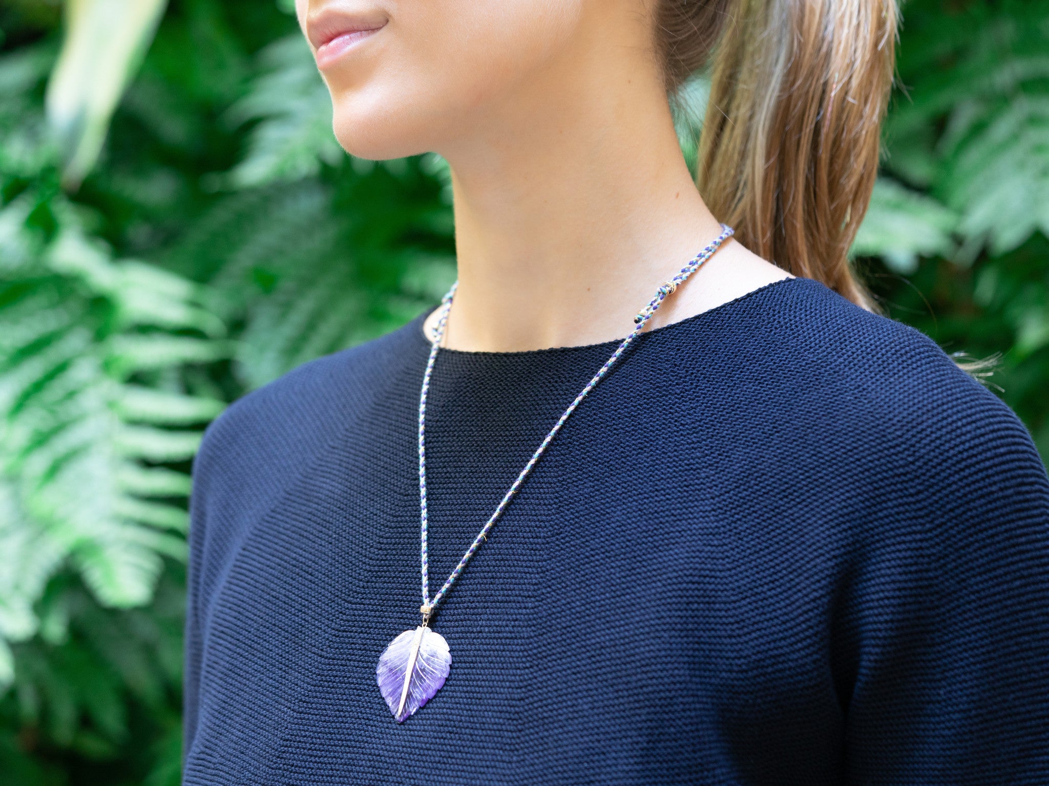 AMETHYST LEAF NECKLACE