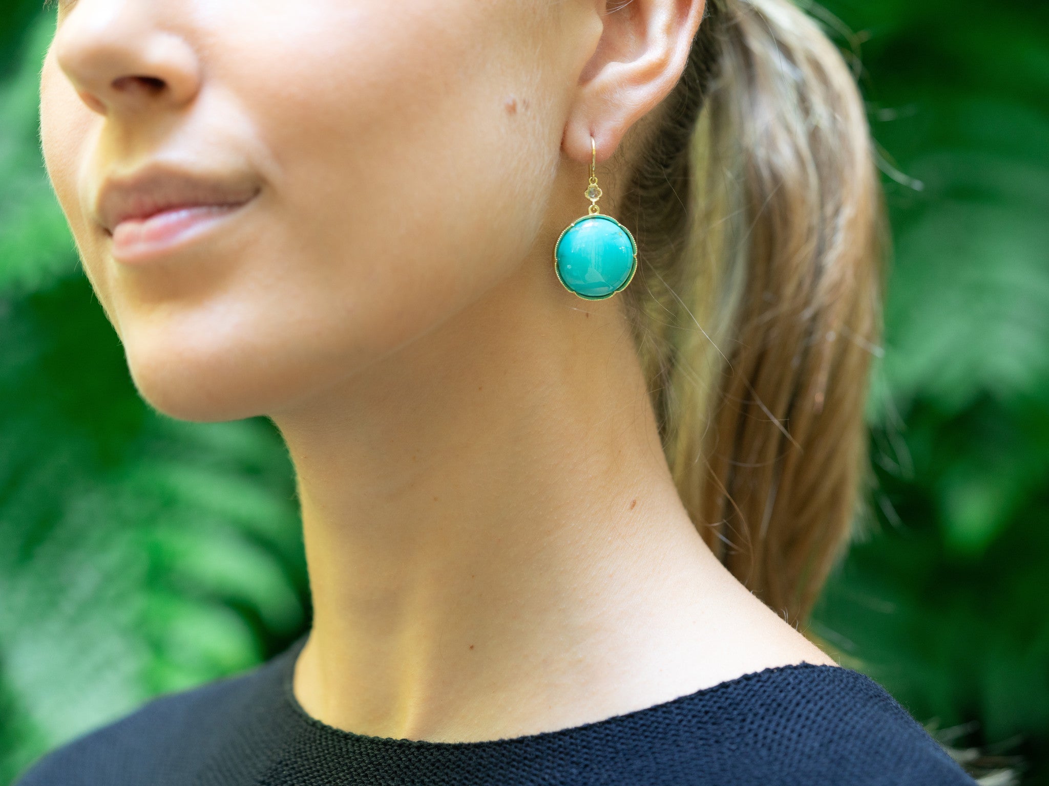 TURQUOISE CABOCHON EARRINGS