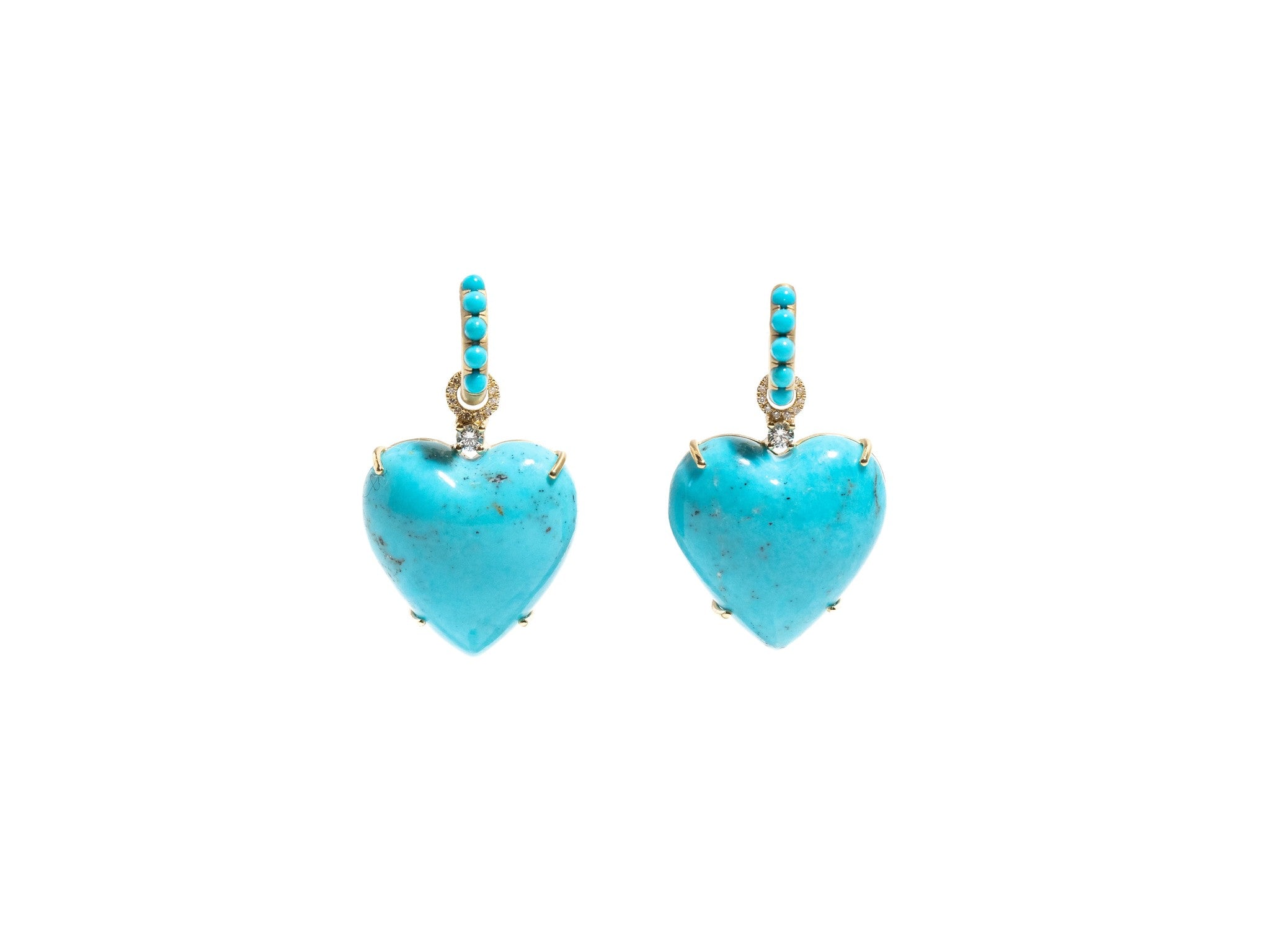 TURQUOISE HEART HUGGIE EARRINGS