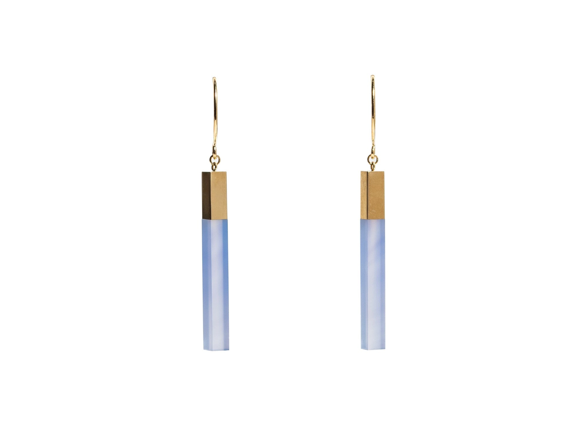 STICK BLUE CHALCEDONY EARRINGS