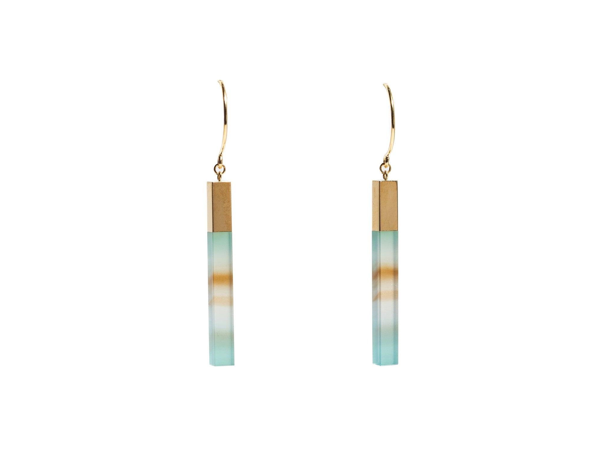 STICK SEA BLUE CHALCEDONY EARRINGS