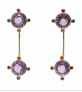 MHDT AMETHYST GEM EARRINGS 2 STONE DROP