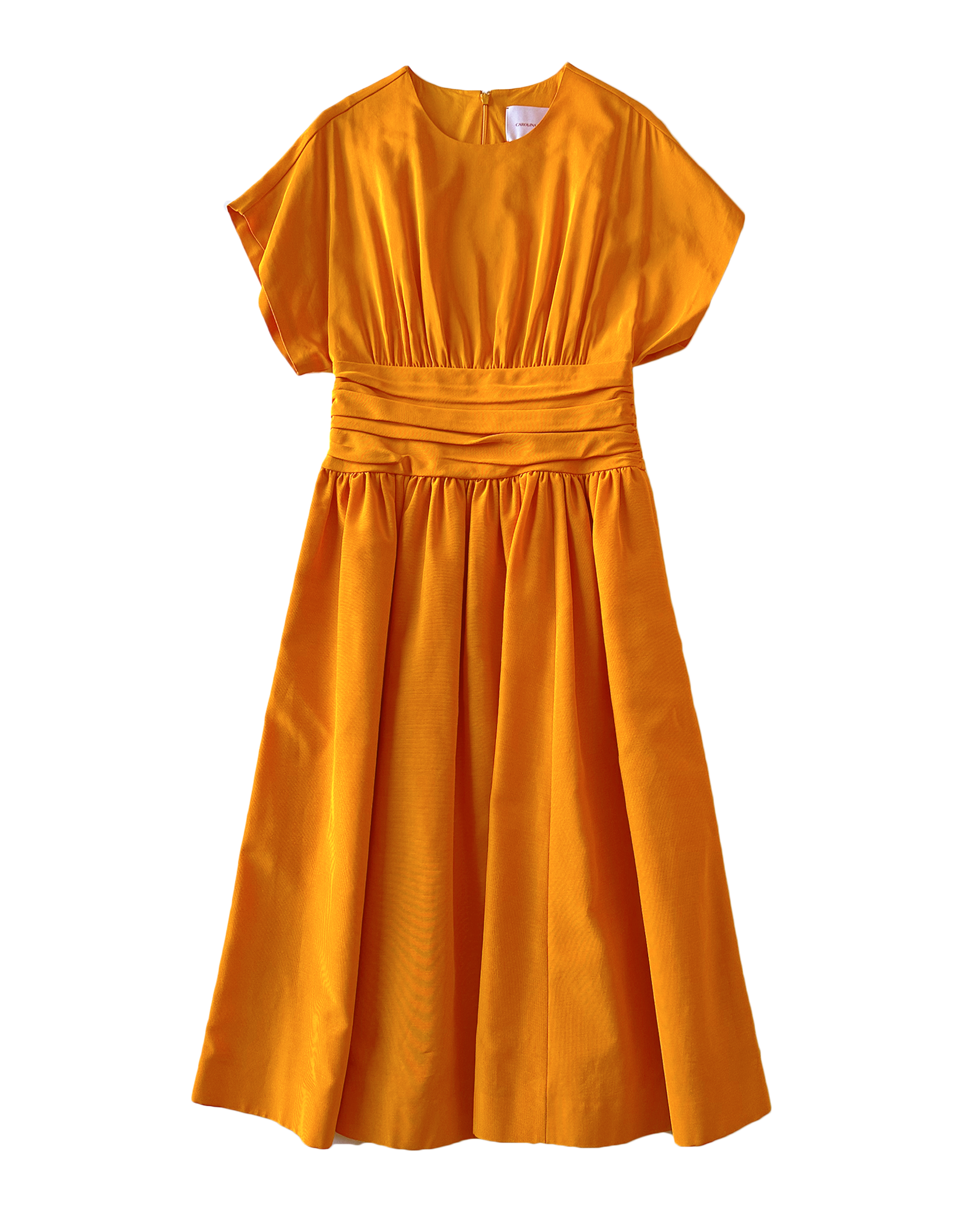 CAROLINA HERRERA | SHORT SLEEVE MIDI DRESS WITH CUMMERBUND WAIST