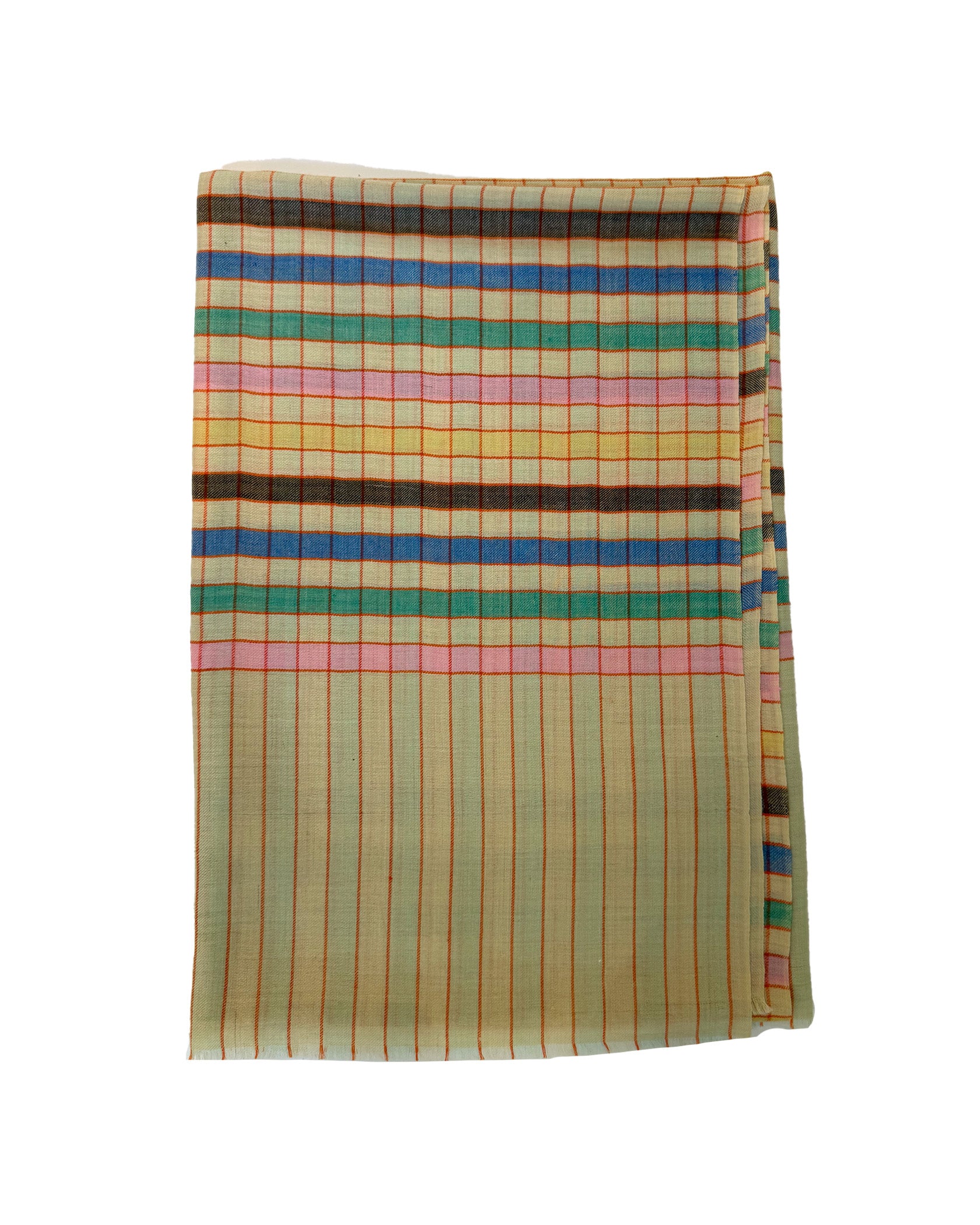YASER | IVORY BOLD CHECKS AND STRIPES SHAWL