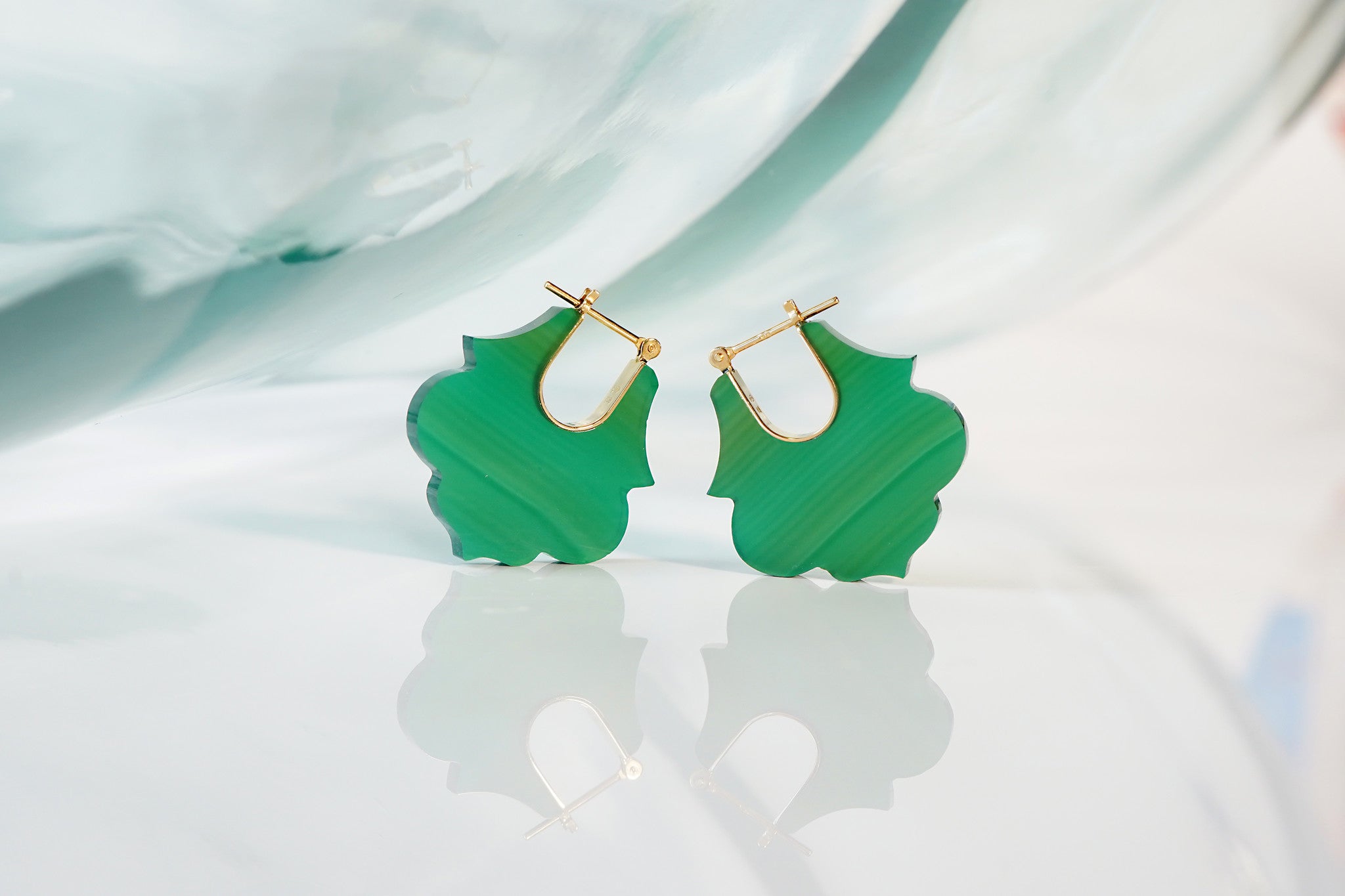 LOTUS GREEN AGATE EARRINGS