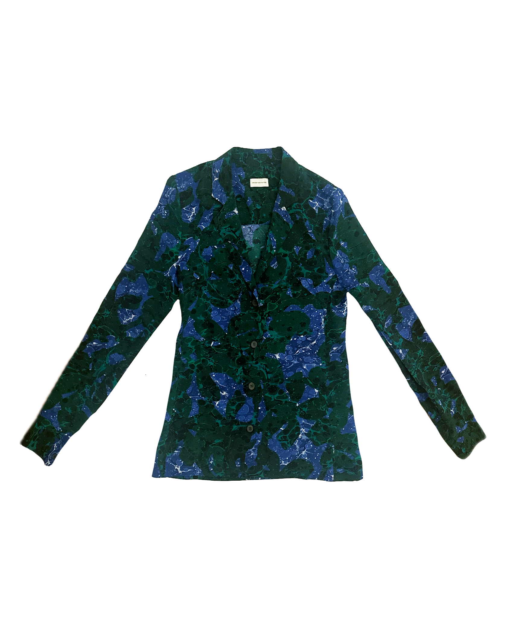 DRIES VAN NOTEN | LONG SLEEVE PRINTED BUTTON DOWN BLOUSE