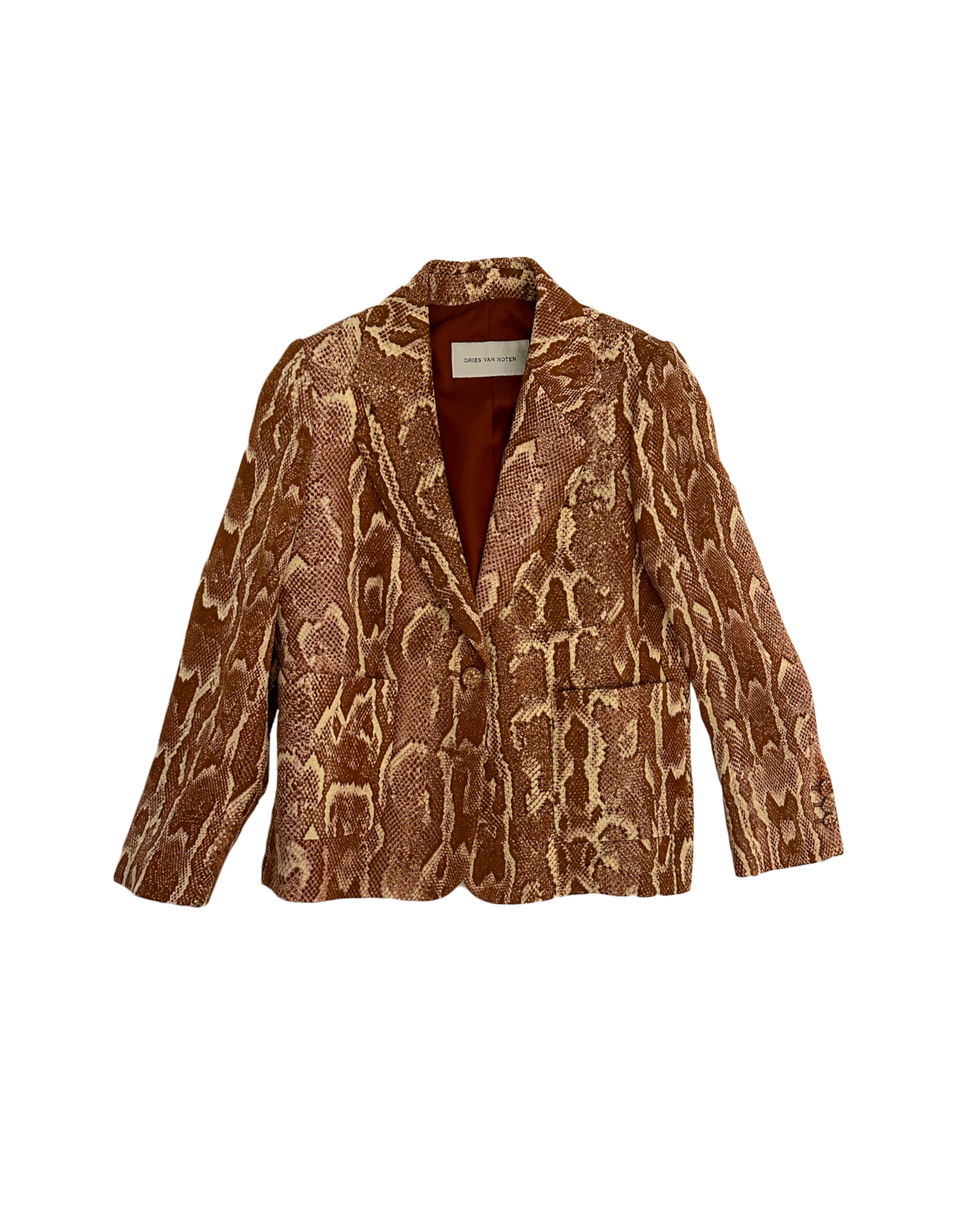 DRIES VAN NOTEN | LONG SLEEVE SNAKE PRINTED CROPPED BLAZER