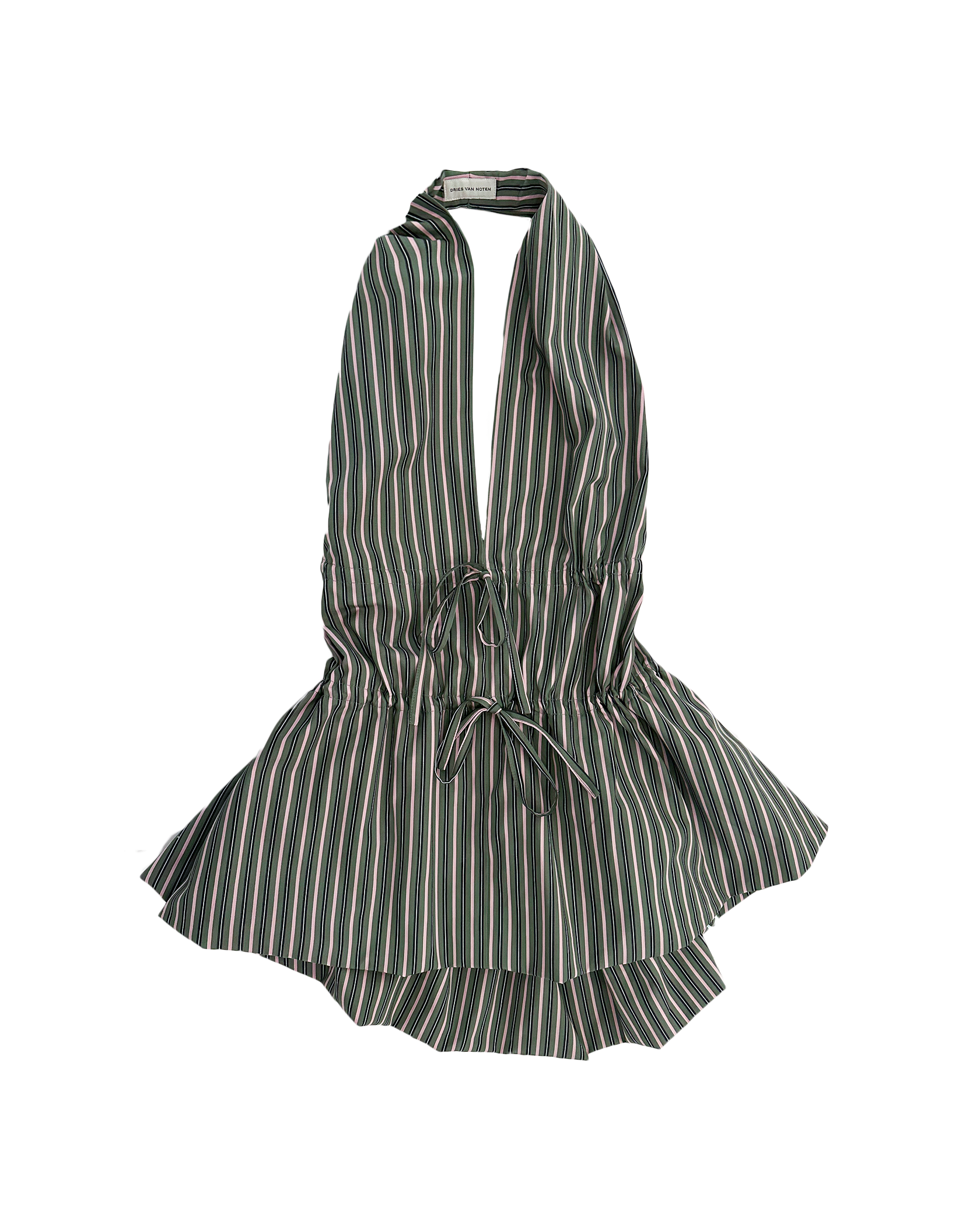 DRIES VAN NOTEN | SLEEVELESS HALTER STRIPE BLOUSE