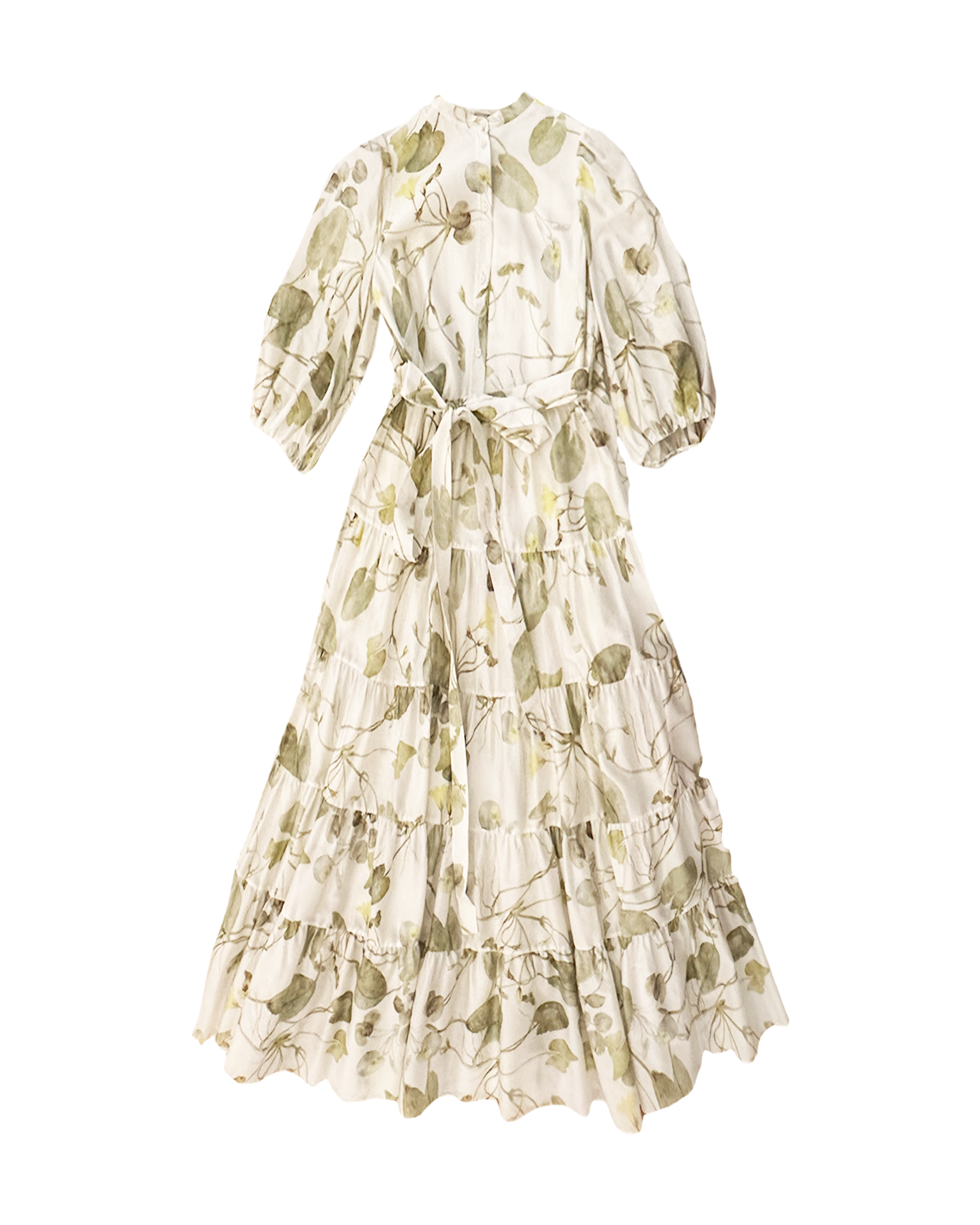 ERDEM | SHORT SLEEVE TIERED PRINTED MIDI DRESS