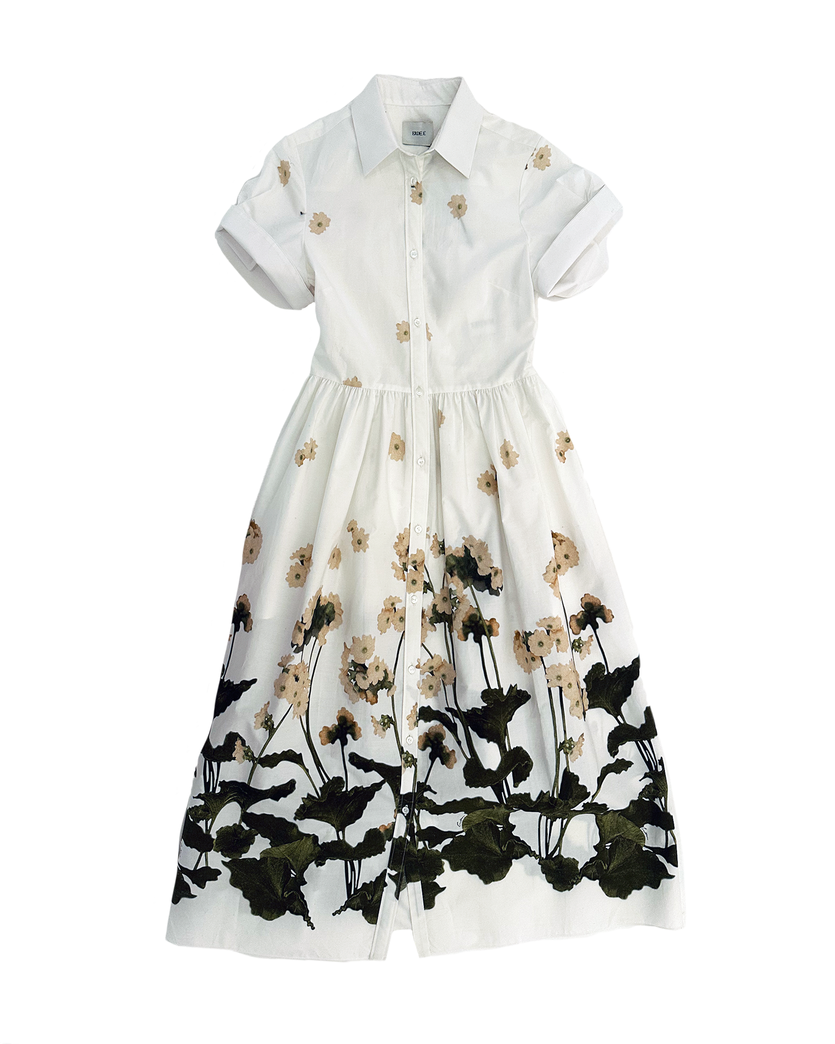 ERDEM | SHORT SLEEVE PRINTED MIDI SHIRT DRESS