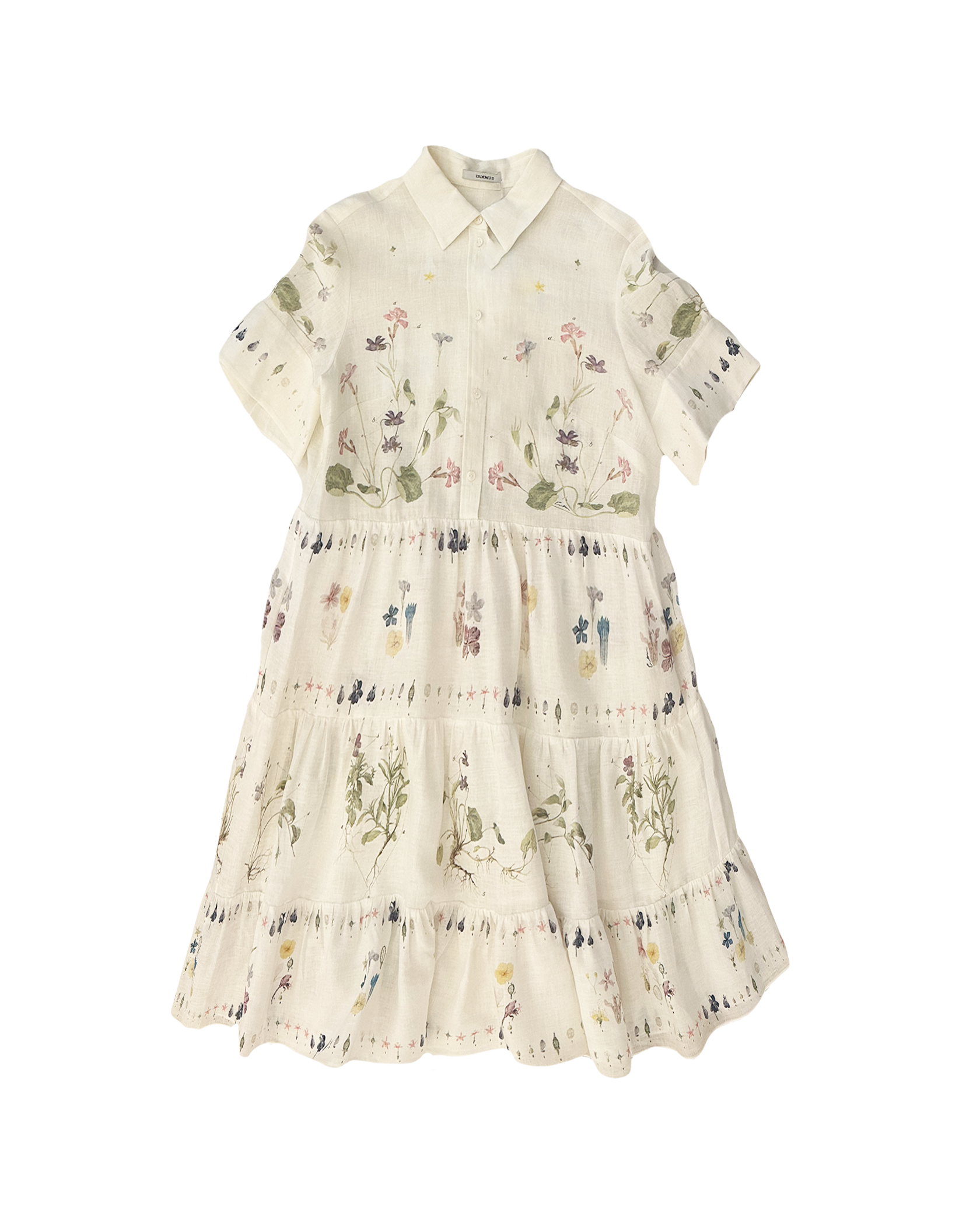 ERDEM | SHORT SLEEVE TIERED PRINTED SHORT DRESS