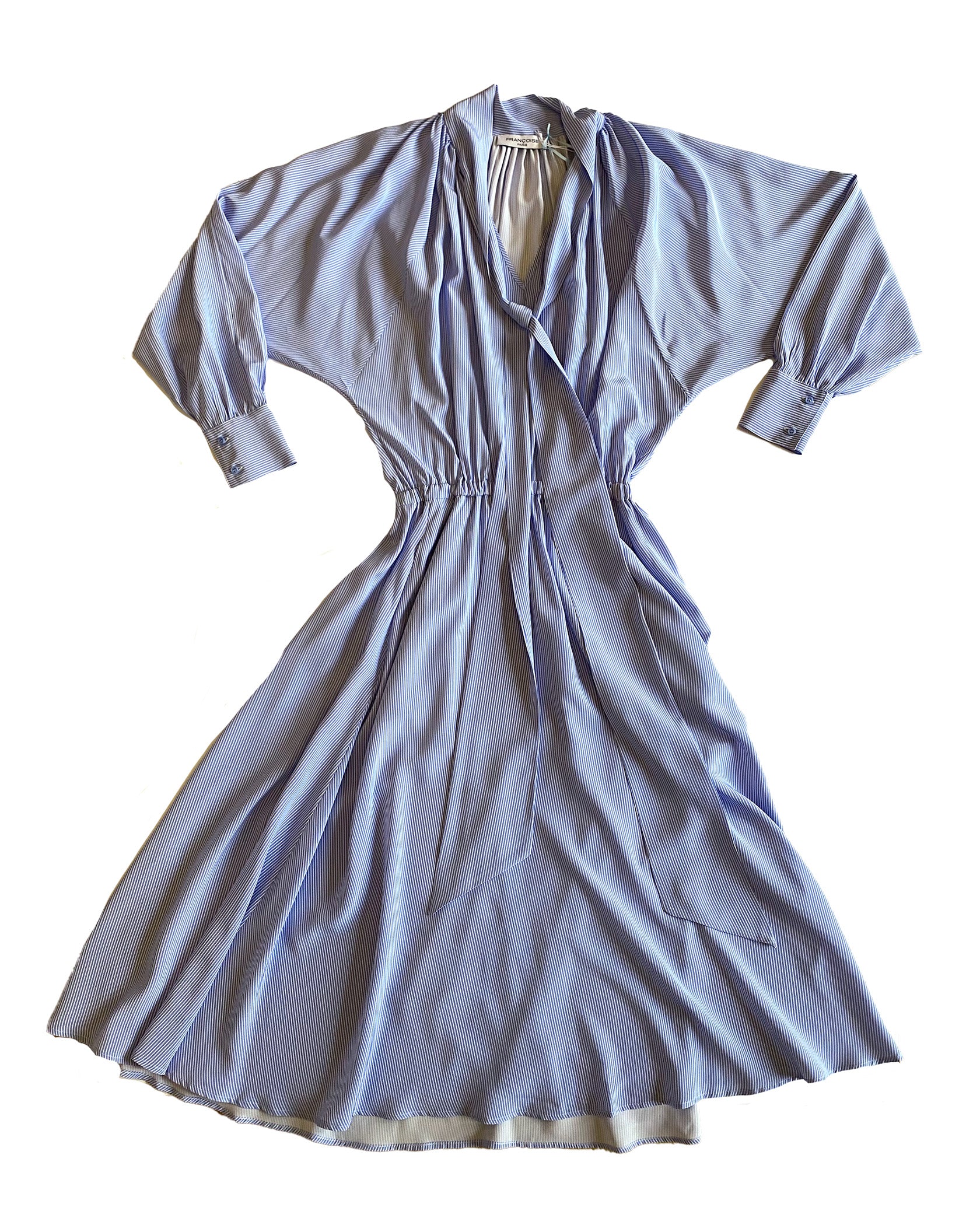 FRANCOISE | STRIPED PUSSYBOW SUSAN MIDI DRESS