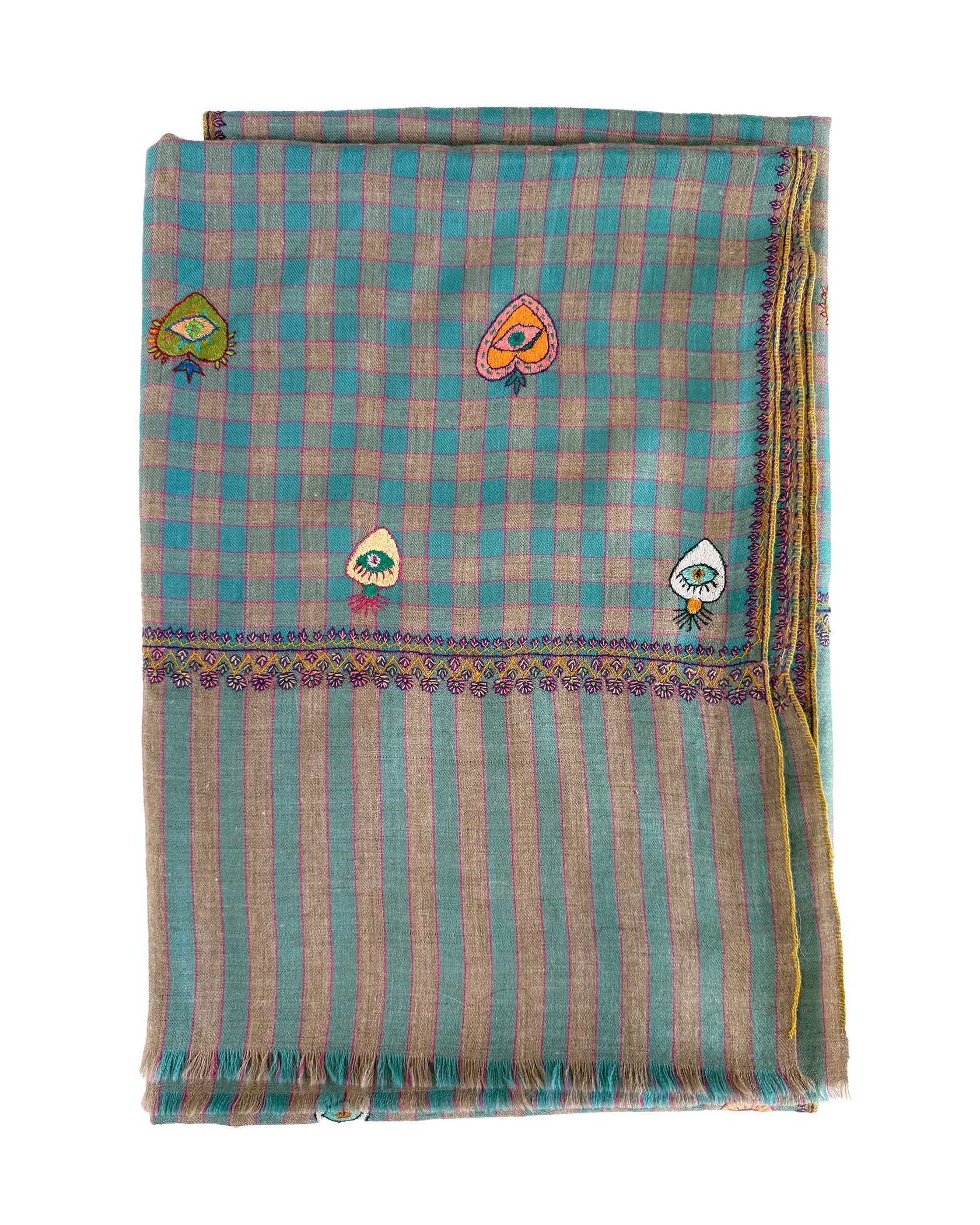 YASER | PLAID HEART EVIL EYE SHAWL