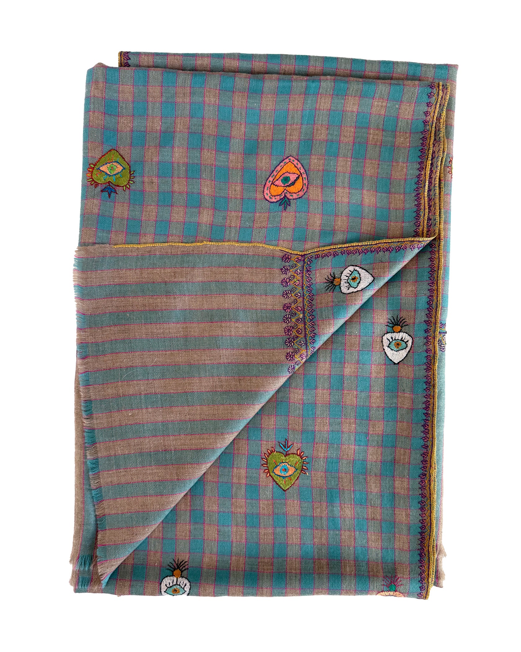 YASER | PLAID HEART EVIL EYE SHAWL