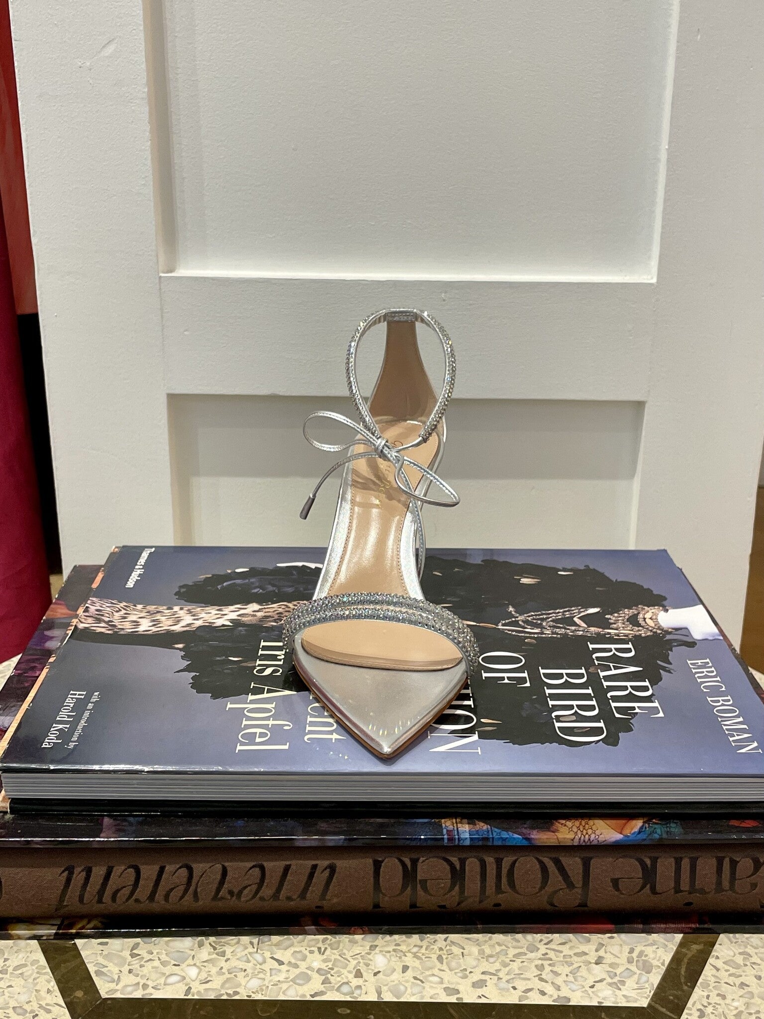 ANKLE TIE CRYSTAL HEEL