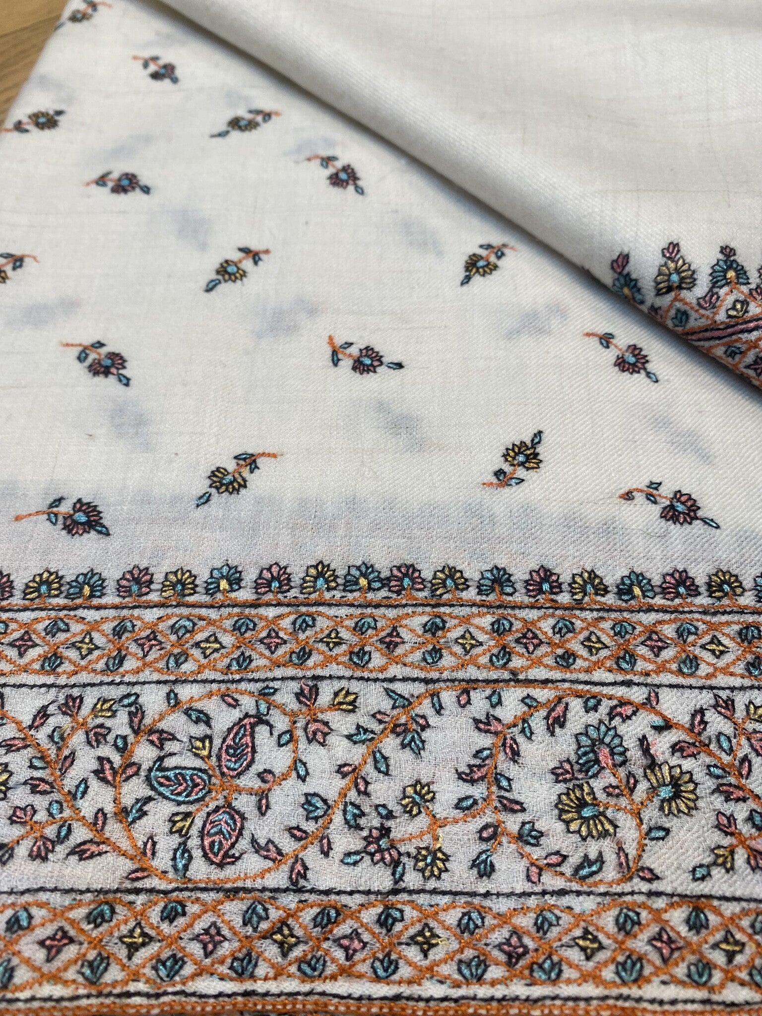 WIDE BORDER EMBROIDERED SHAWL