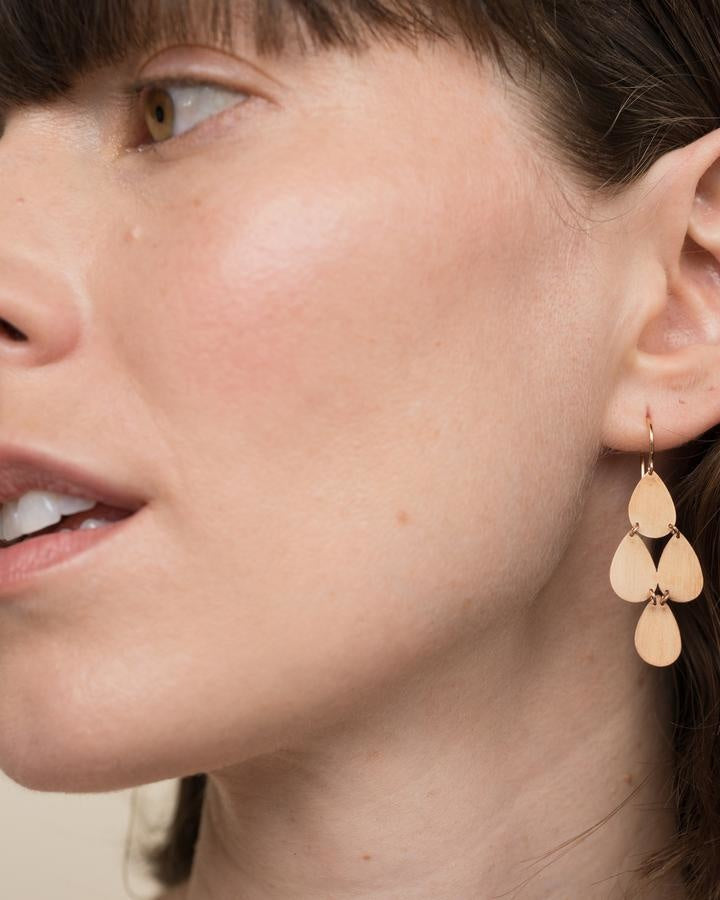 4 DROP FLAT GOLD EARRINGS