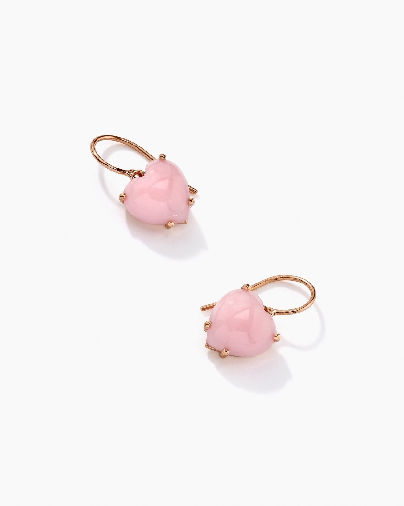 IRENE CABOCHON HEART EARRINGS PINK OPAL