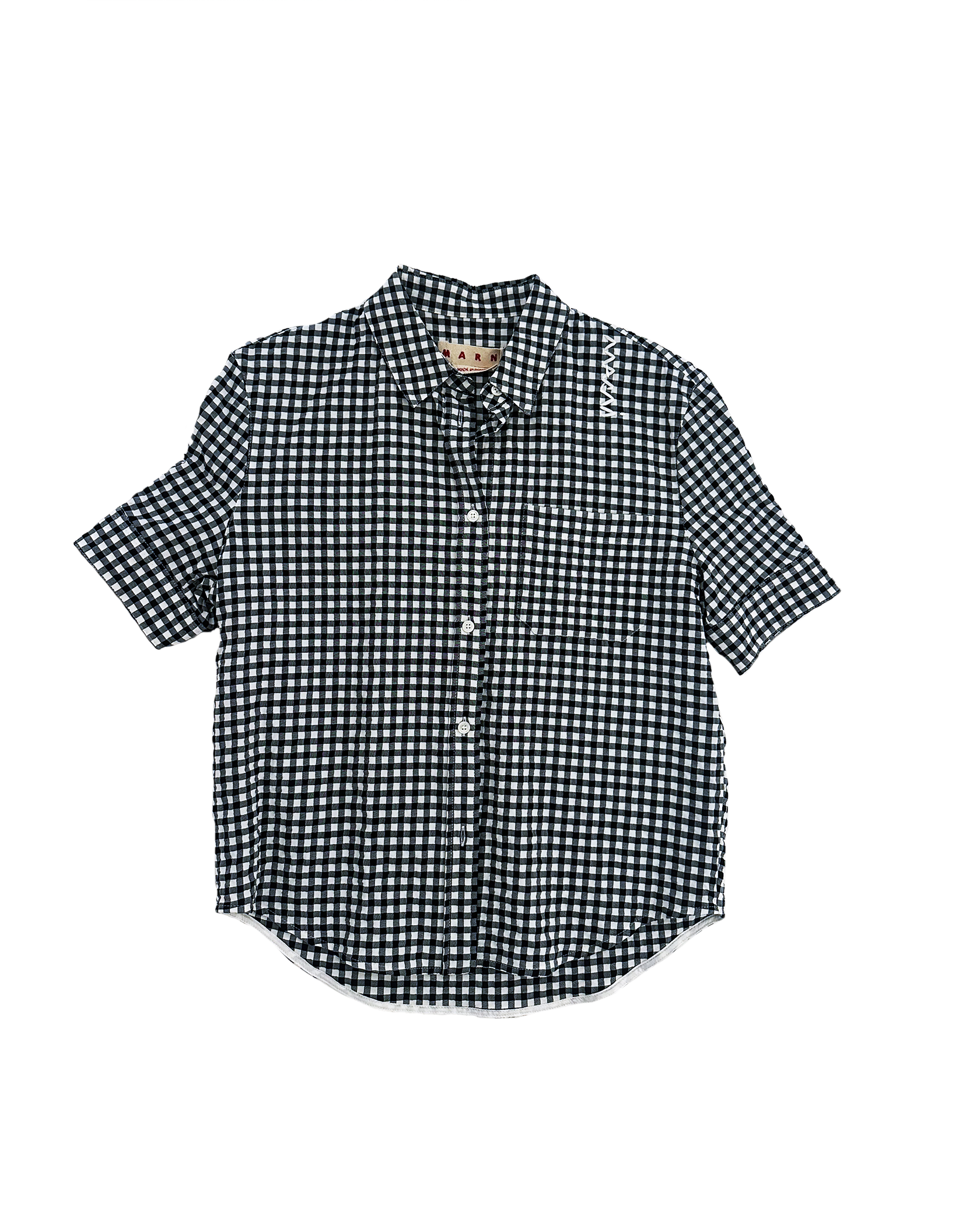 MARNI | PUFF SHORT SLEEVE GINGHAM BUTTON DOWN TOP