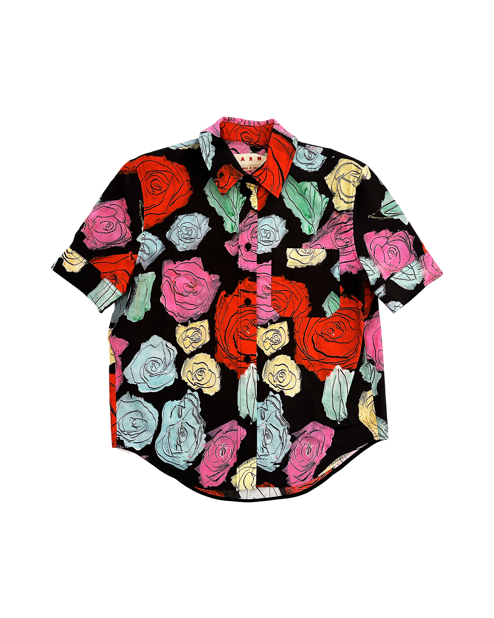 MARNI | SHORT SLEEVE BUTTON DOWN FLORAL BLOUSE