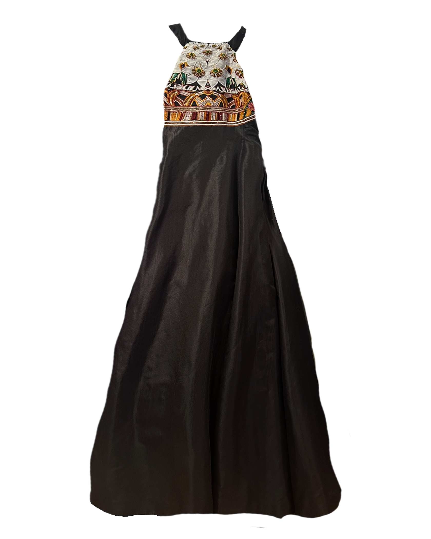 MARY KATRANTZOU | SLEEVELESS HALTER EMBROIDERED GOWN