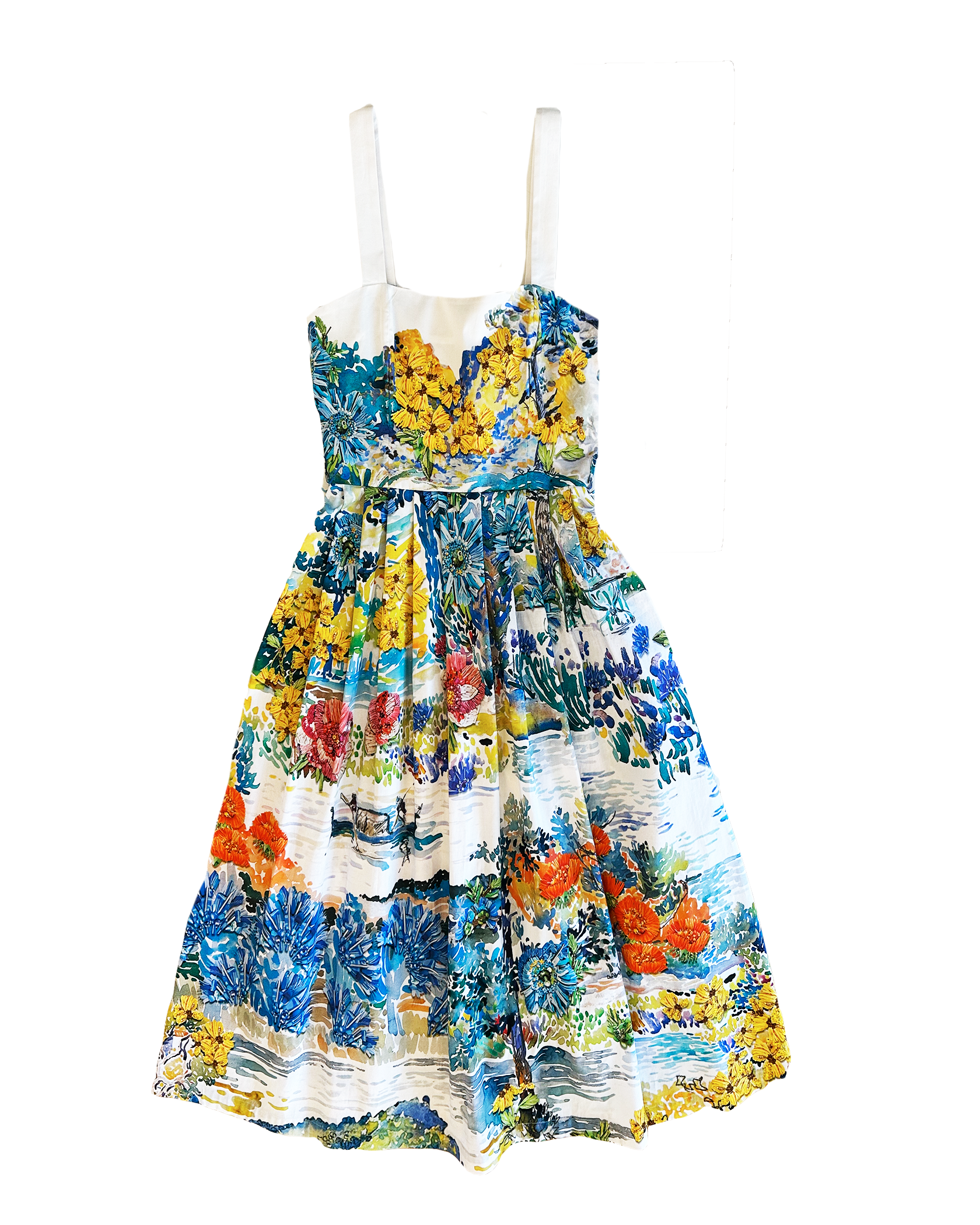 MARY KATRANTZOU | SLEEVELESS COTTON IRIS DRESS