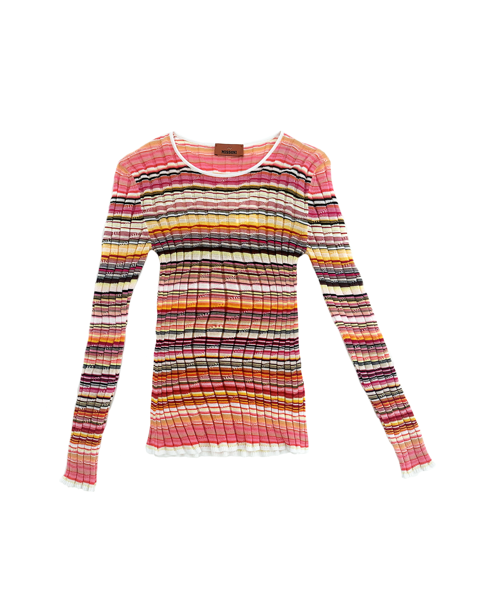 MISSONI | LONG SLEEVE CREWNECK STRIPED KNIT SWEATER