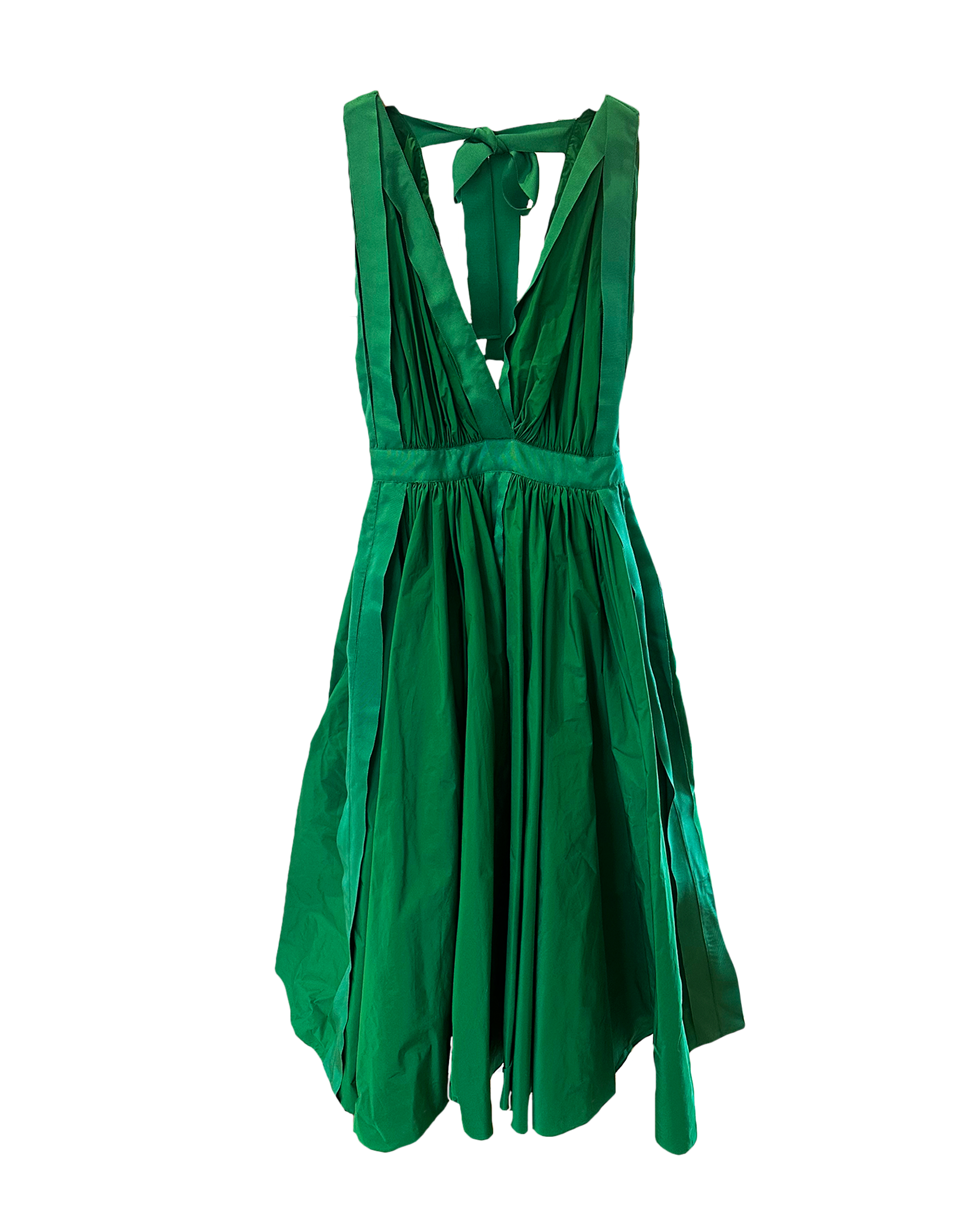 MAISON RABIH KAYROUZ | SLEEVELESS TAFFETA MIDI DRESS WITH TIES