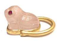 ROSE QUARTZ FROG RING WITH RUBY EYES