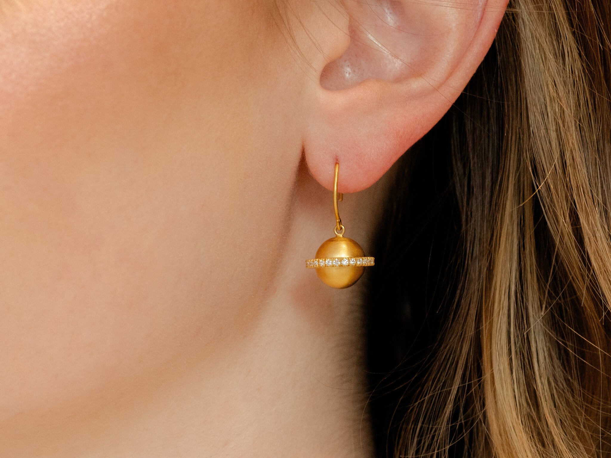 DIAMOND & GOLD ORB EARRINGS