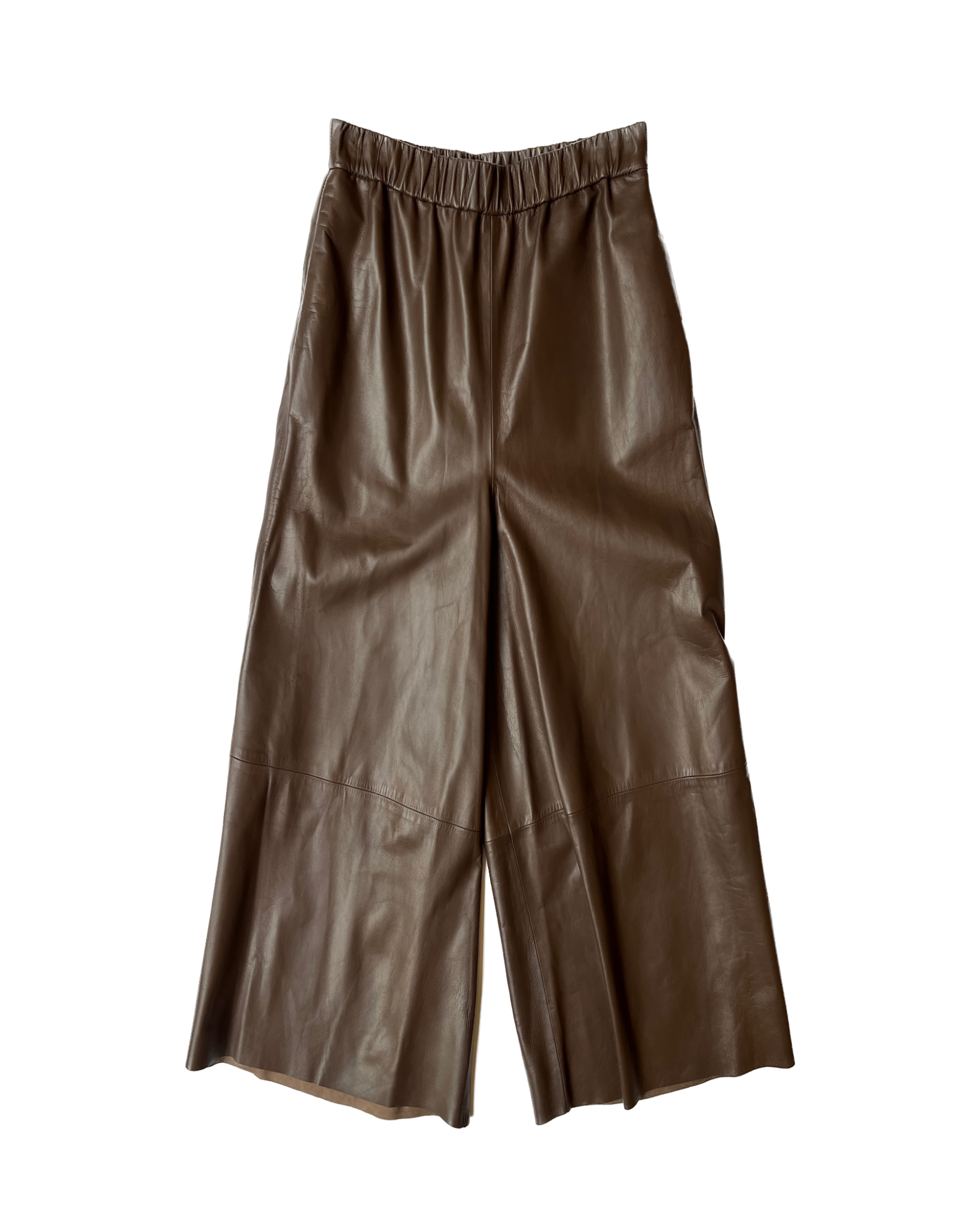 LEATHER WIDE LEG CROPPED PANT