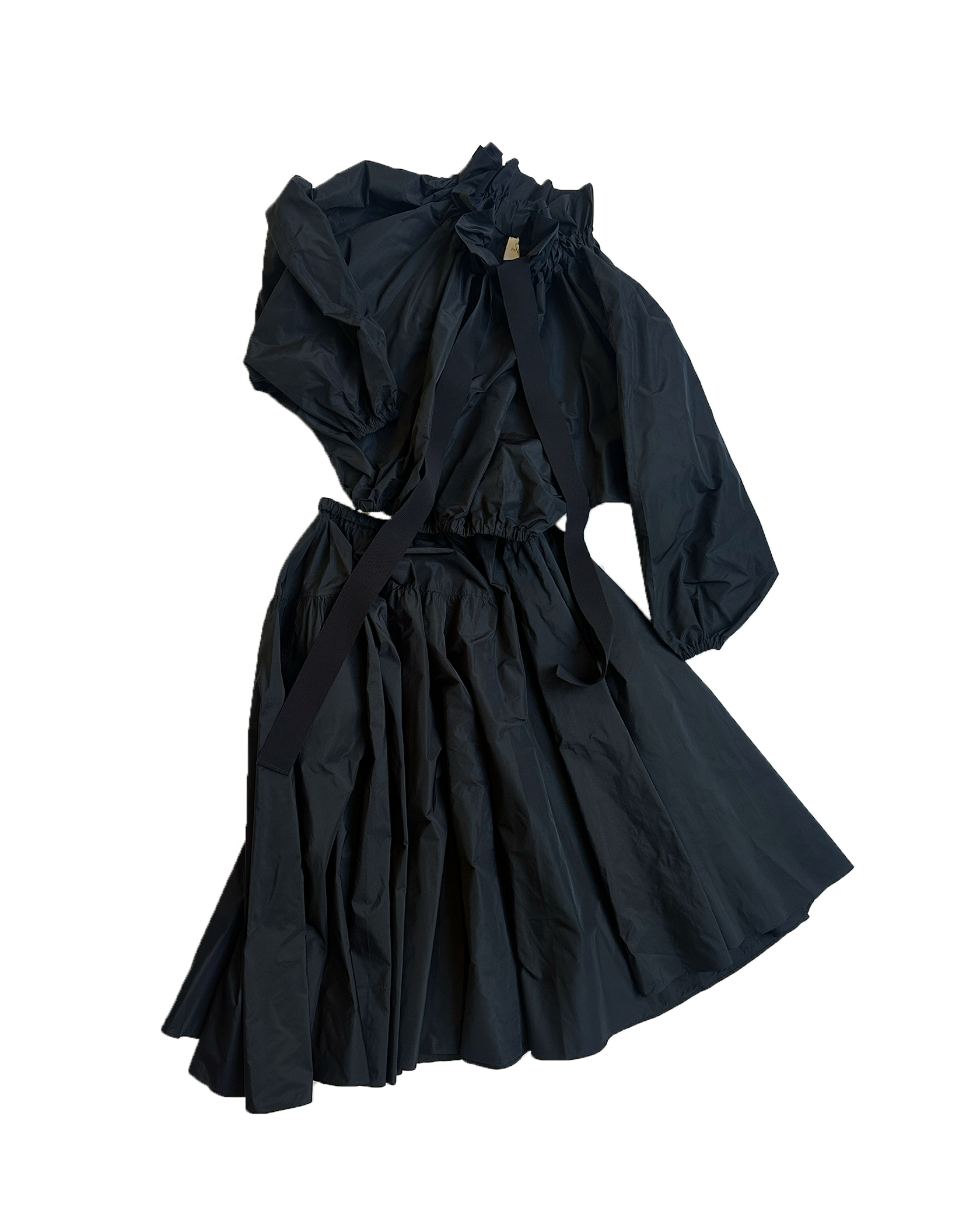 PATOU | LONG VOLUME NAVY PLEATED SKIRT