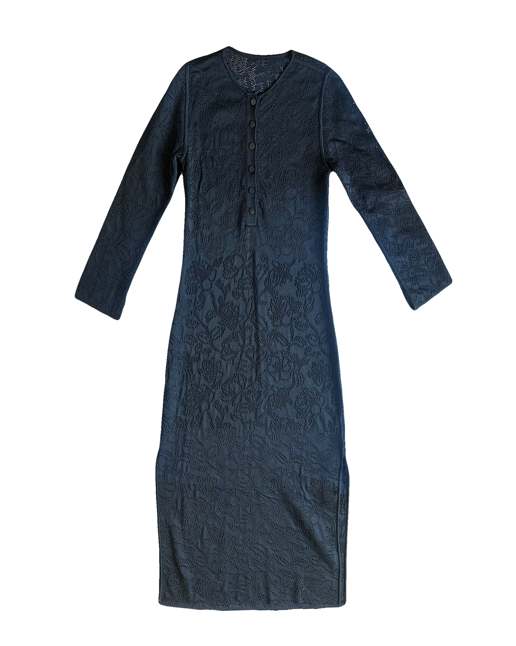 PEPA POMBO | LONG SLEEVE FLORAL EYELET SUNNY MIDI DRESS