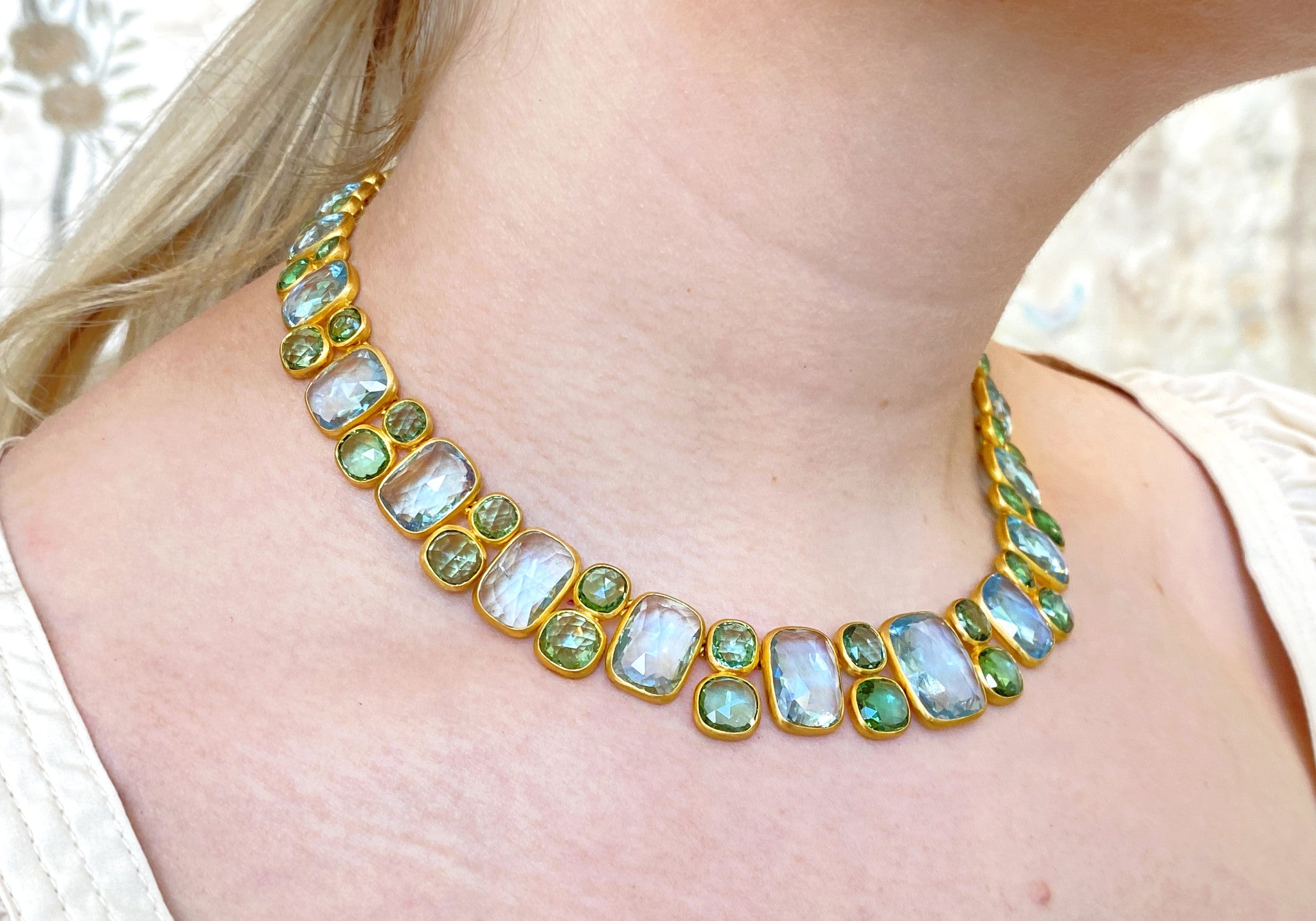 AQUAMARINE AND GREEN TOURMALINE NECKLACE