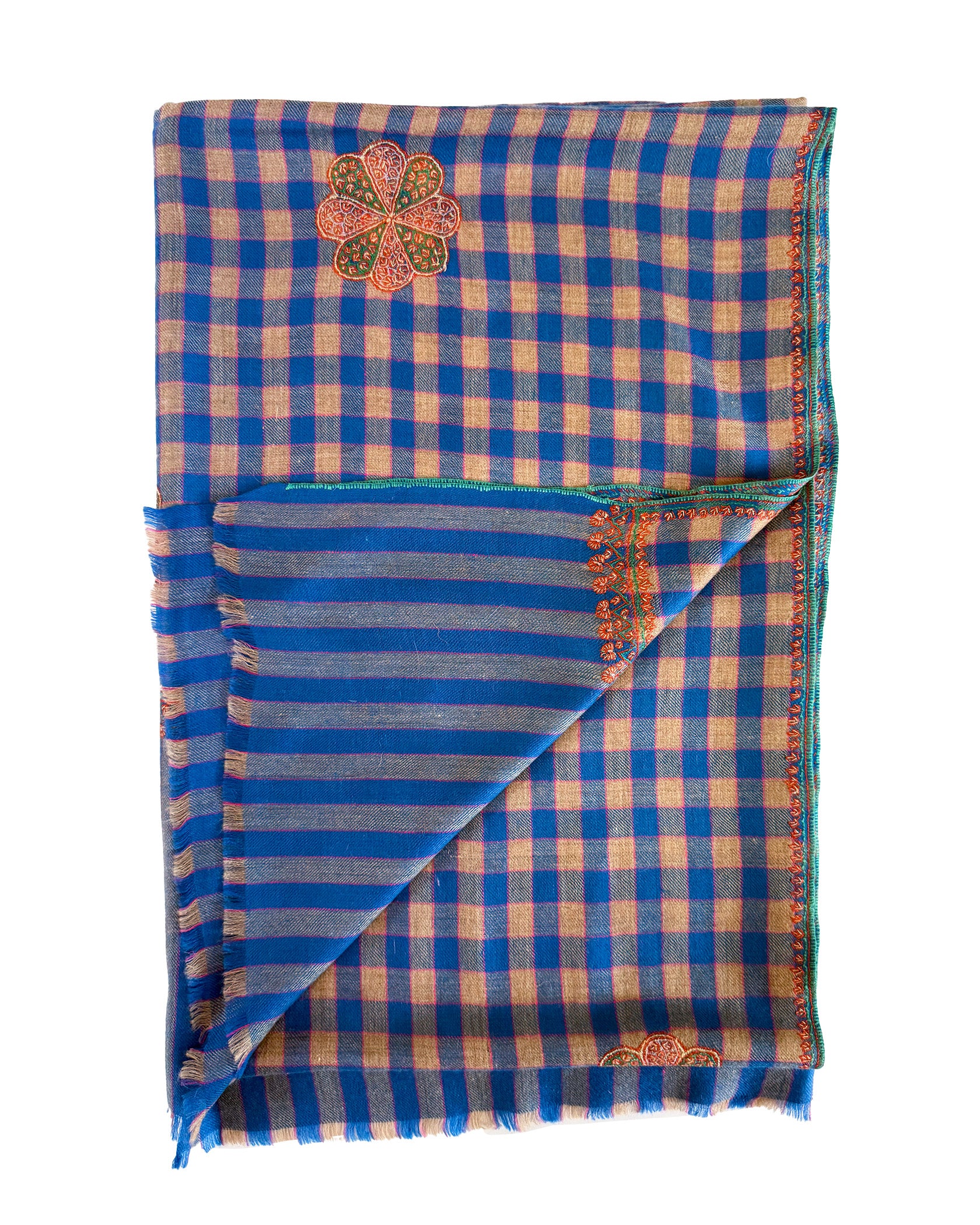YASER | PLAID FLORAL MOTIF SHAWL