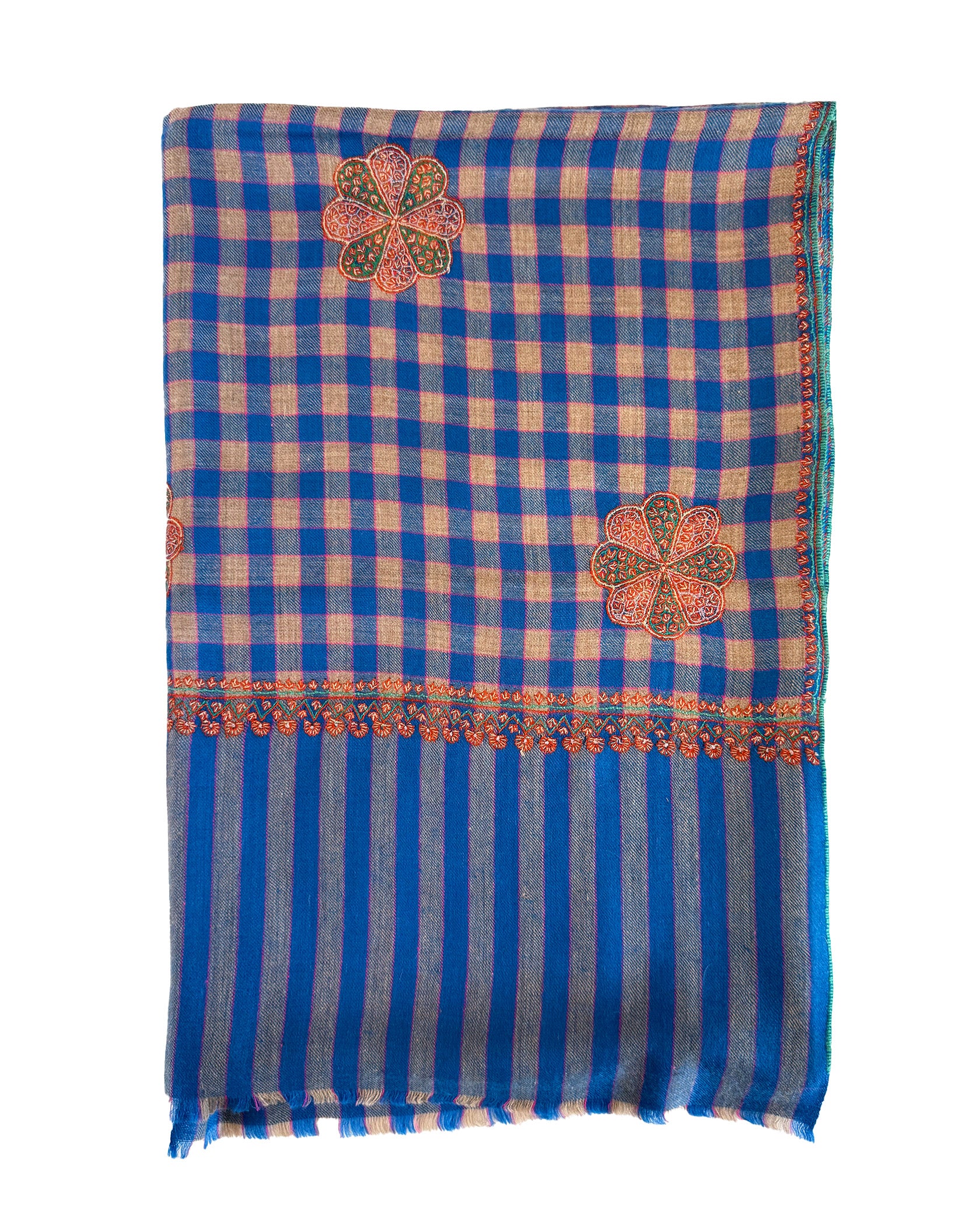 YASER | PLAID FLORAL MOTIF SHAWL