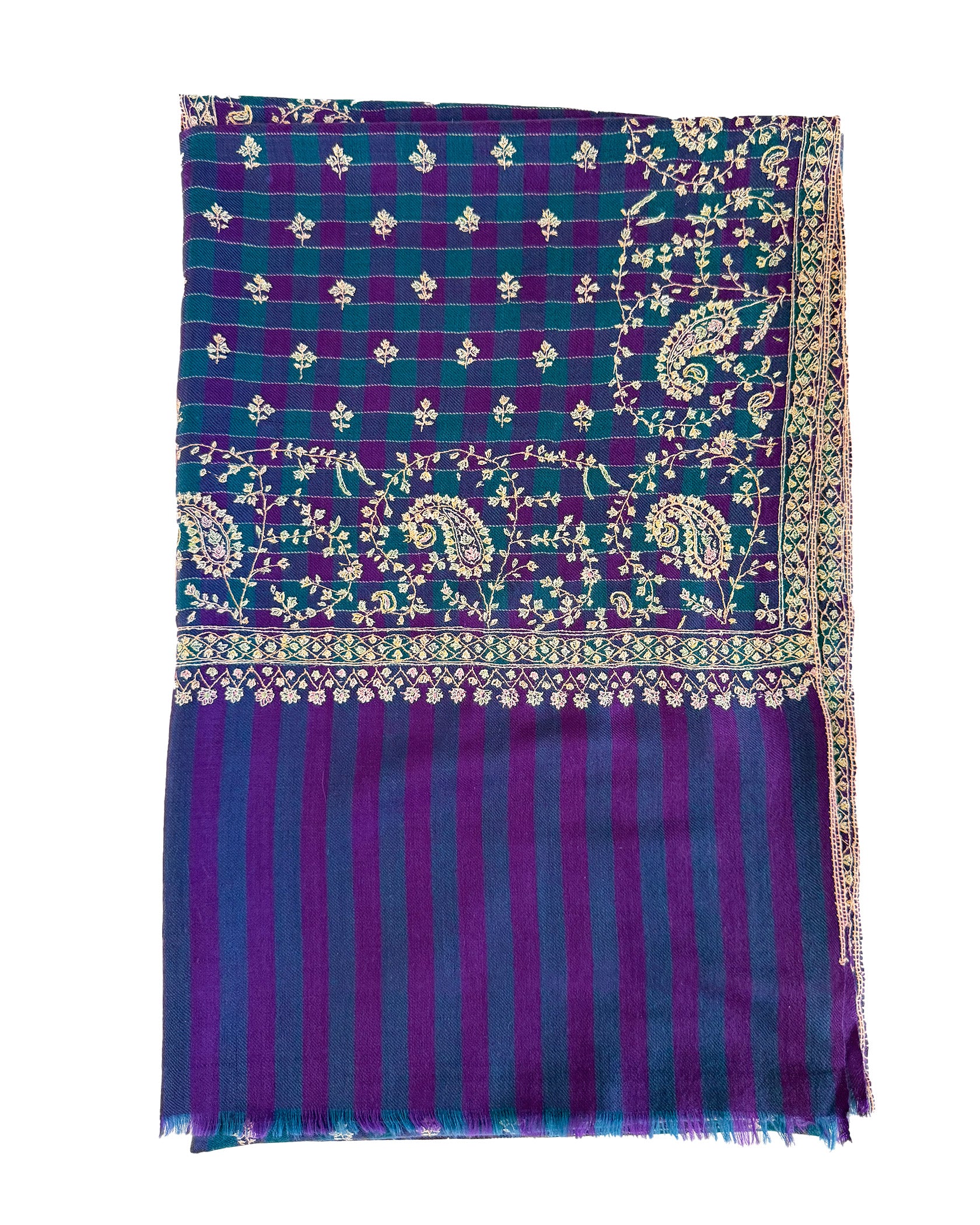 YASER | PLAID PAISLEY BORDER SHAWL