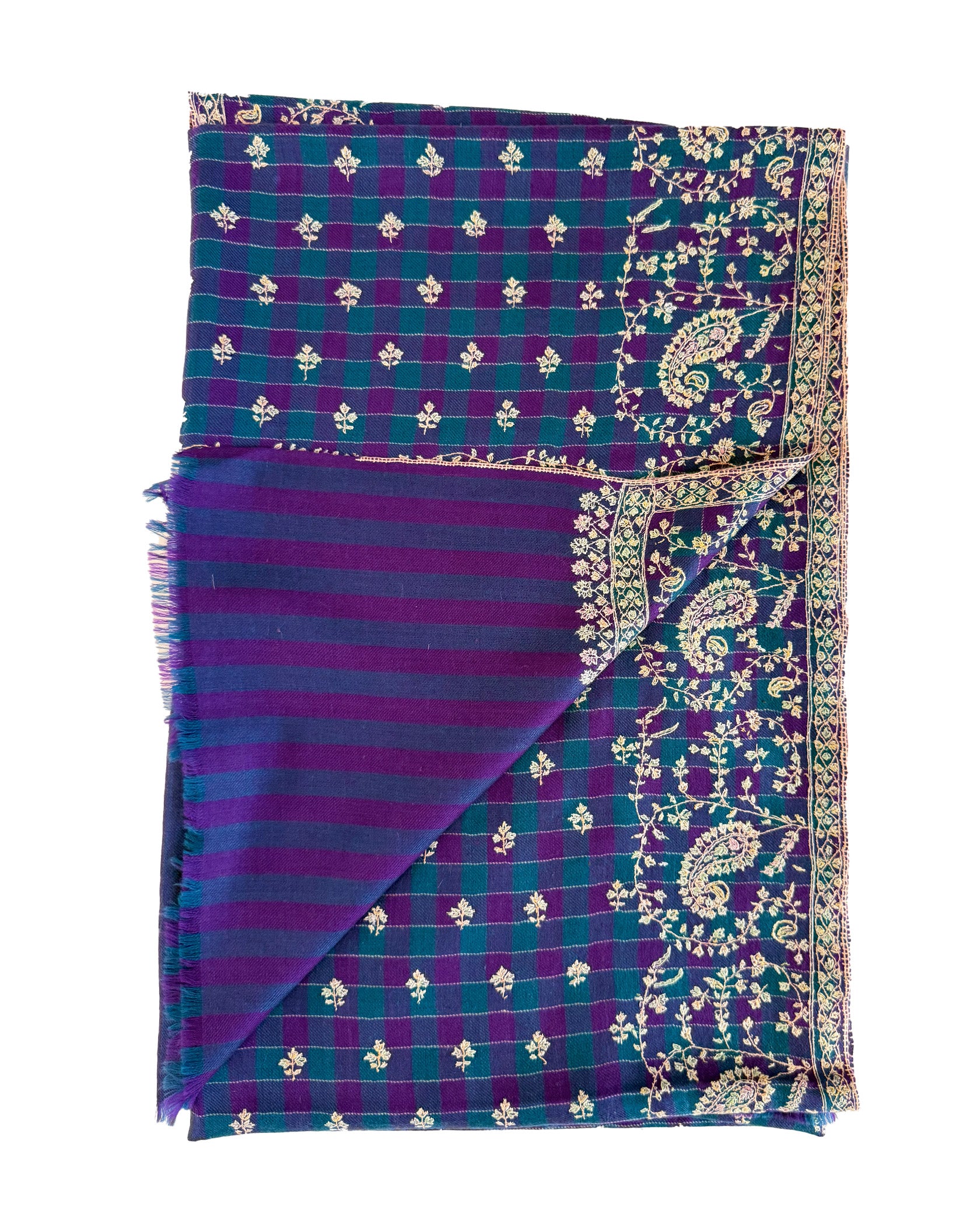 YASER | PLAID PAISLEY BORDER SHAWL