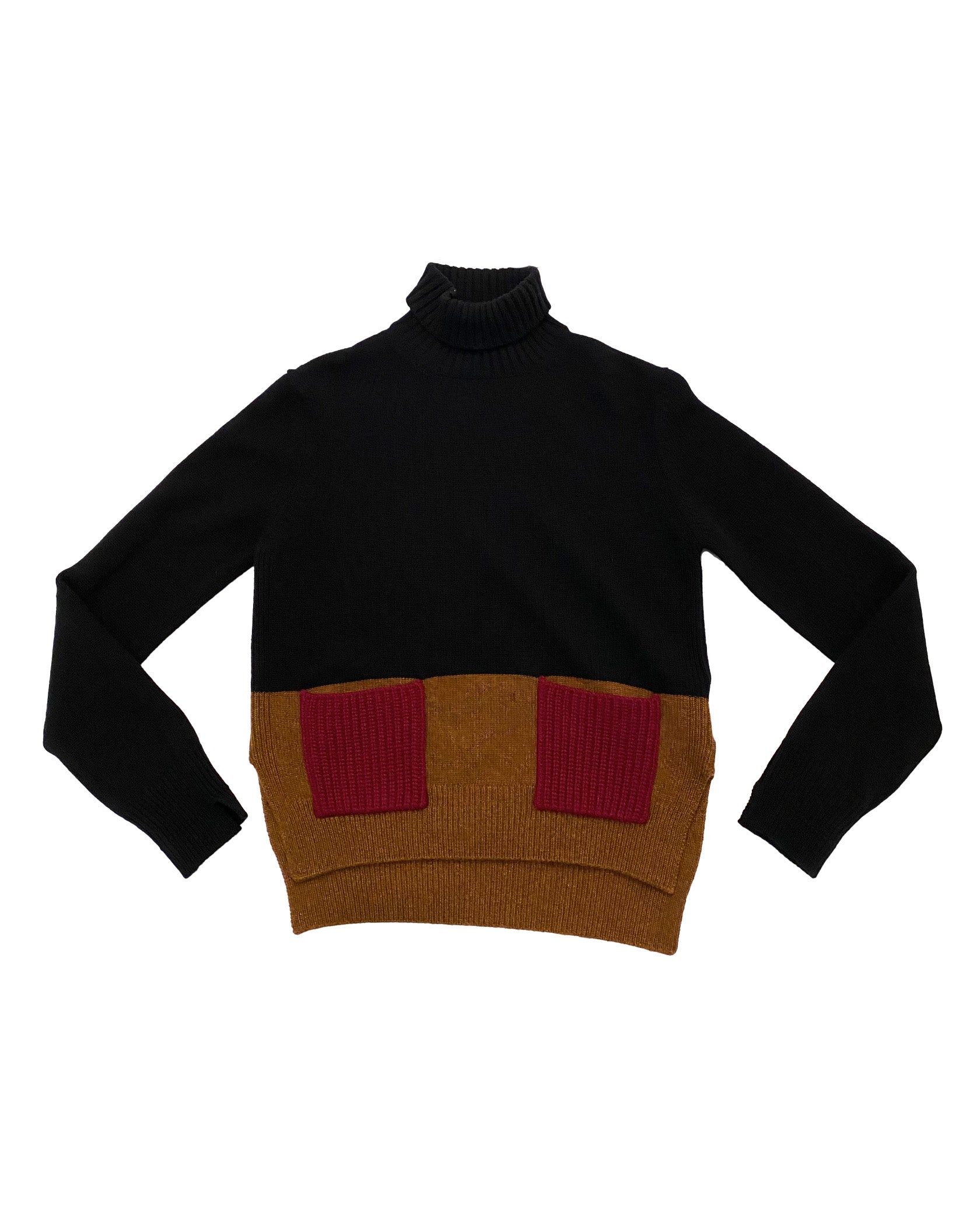 PLAN C | COLOR BLOCK TURTLENECK SWEATER