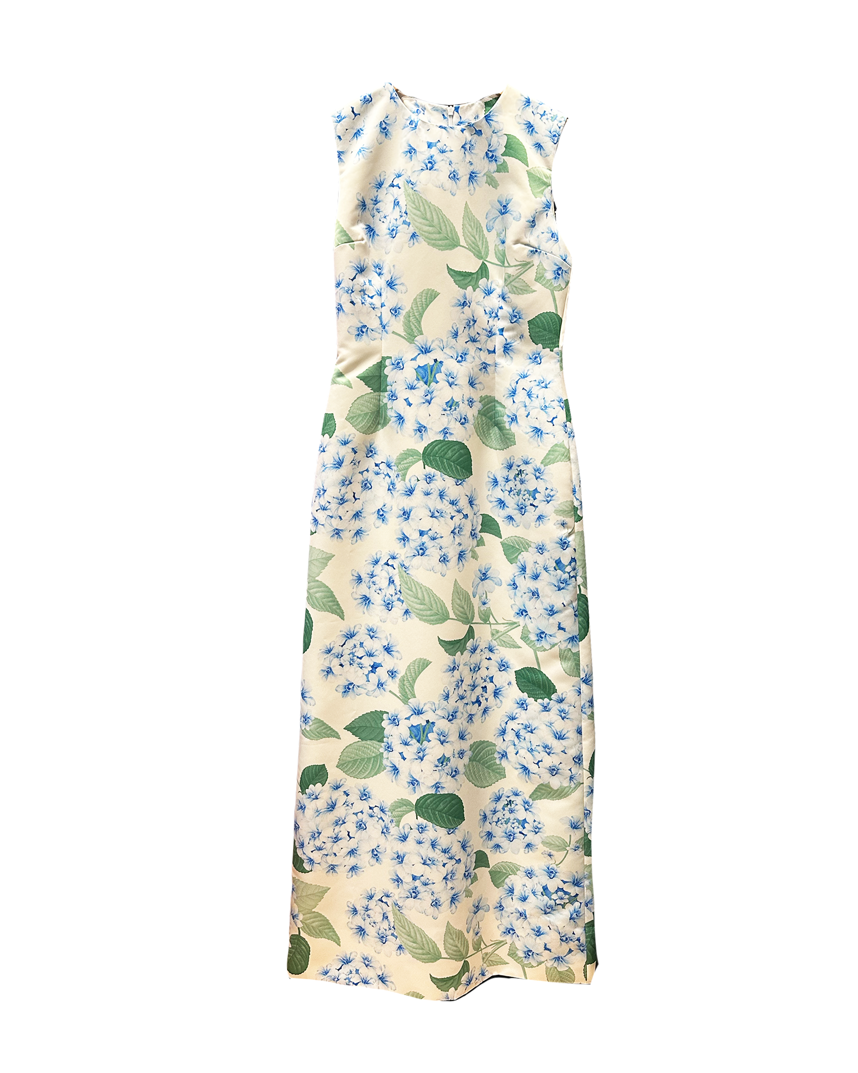 RICHARD QUINN | SLEEVELESS HYDRANGEA PRINT COLUMN DRESS WITH LONG JACKET