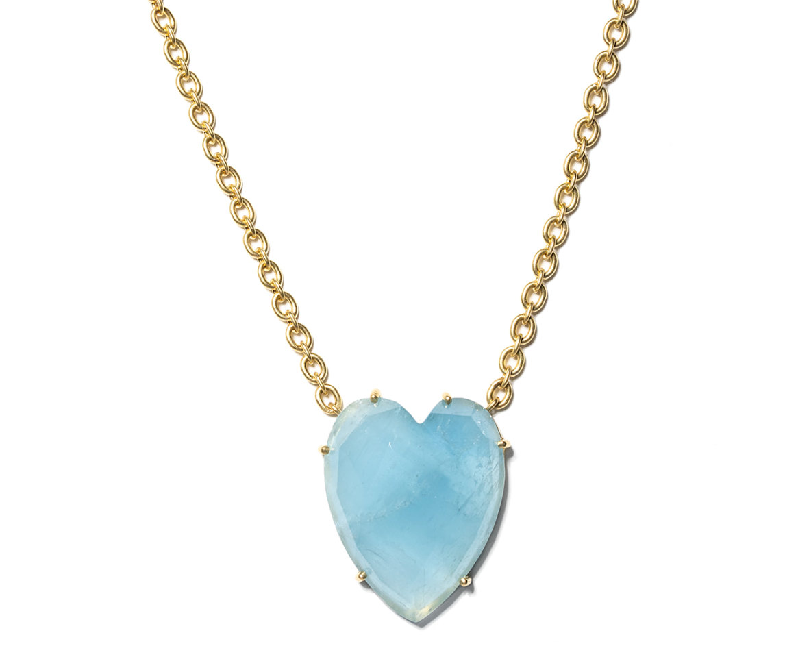 ROSE CUT AQUAMARINE HEART NECKLACE