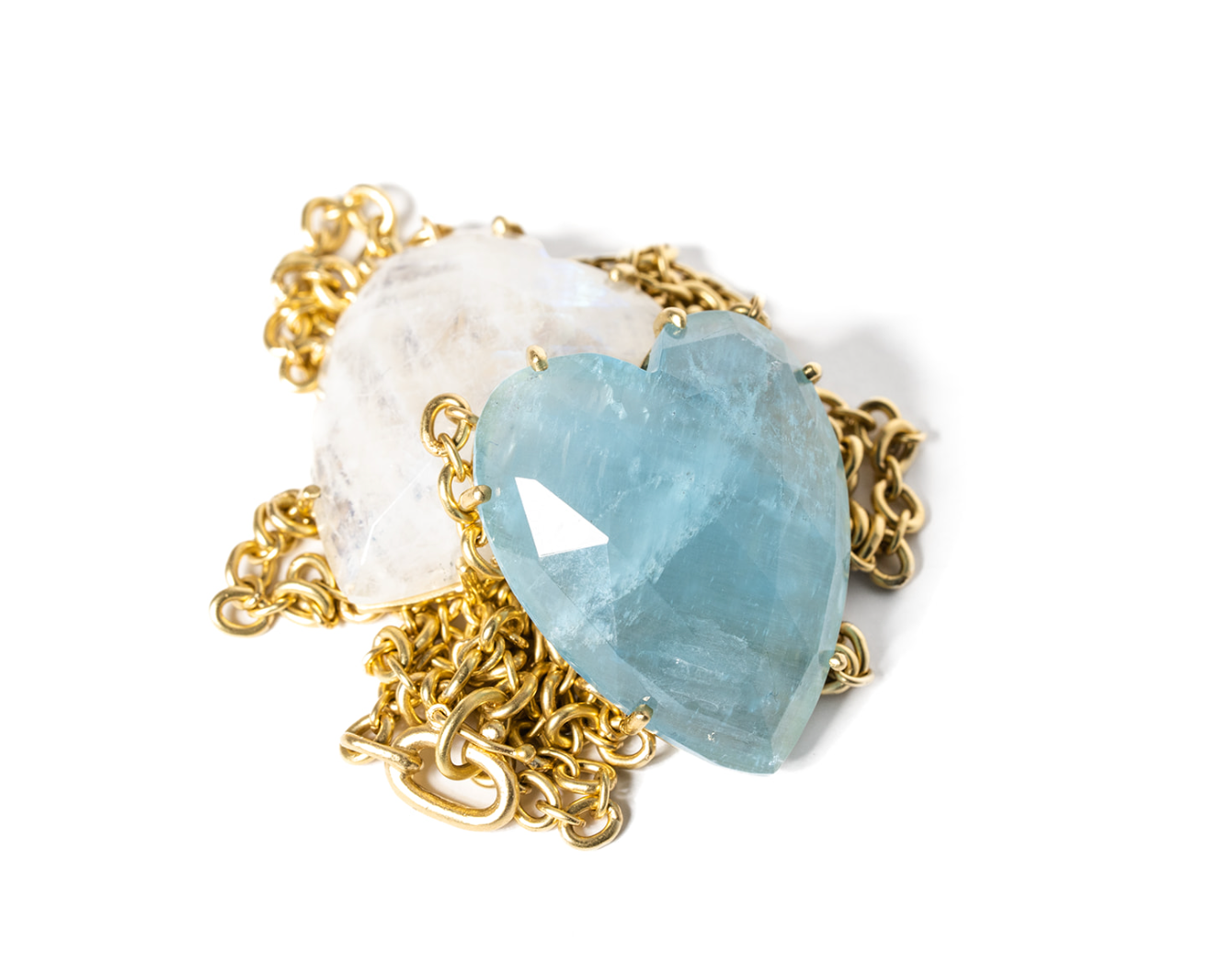 ROSE CUT AQUAMARINE HEART NECKLACE