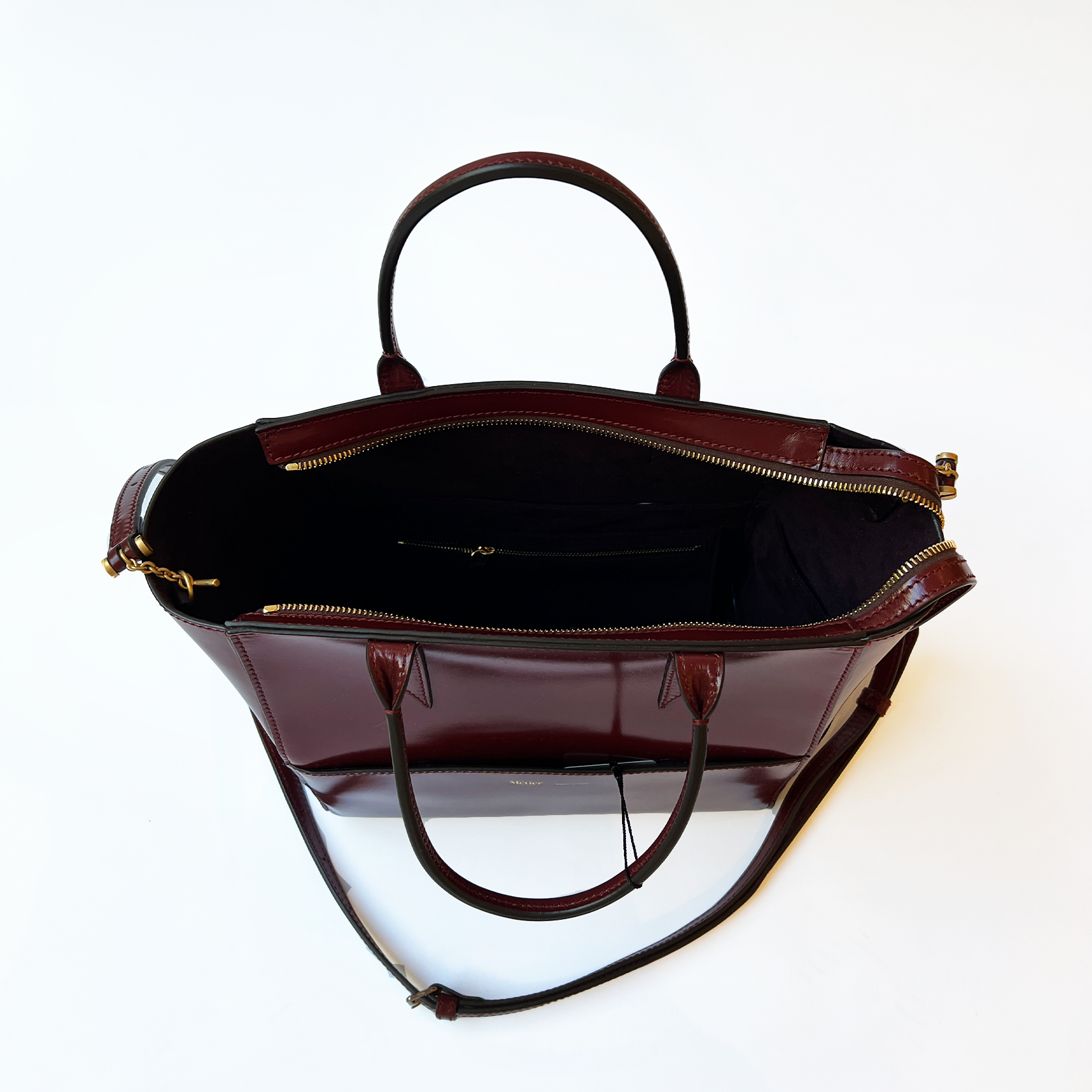 GLOSSY LEATHER INCOGNITO CROSSBODY TOTE