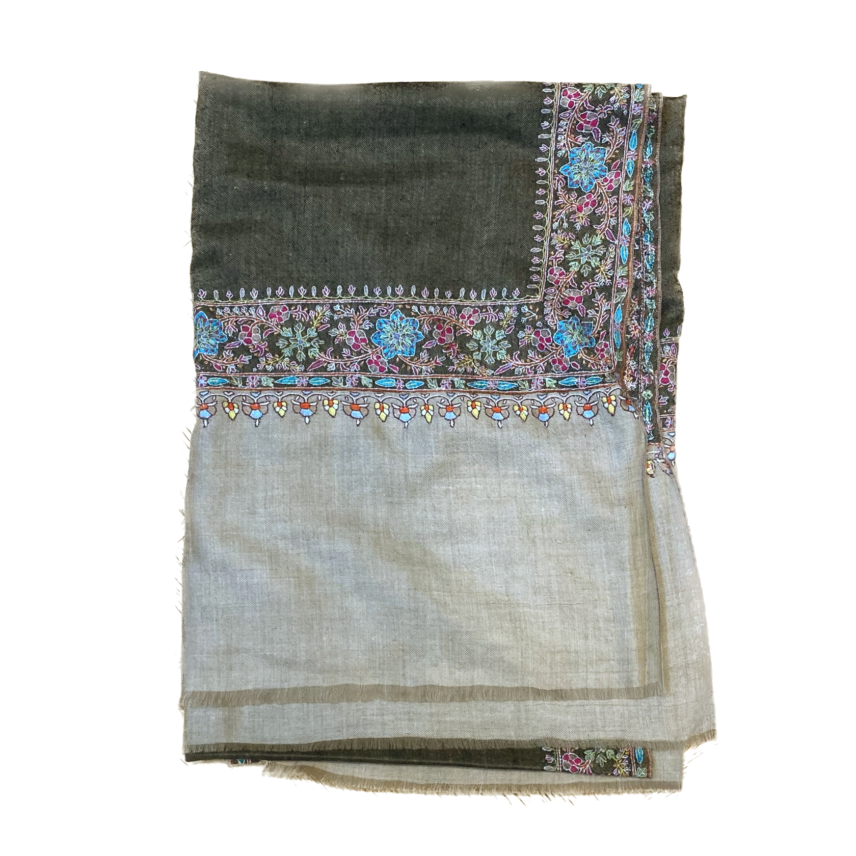 WIDE BORDER EMBROIDERED SHAWL