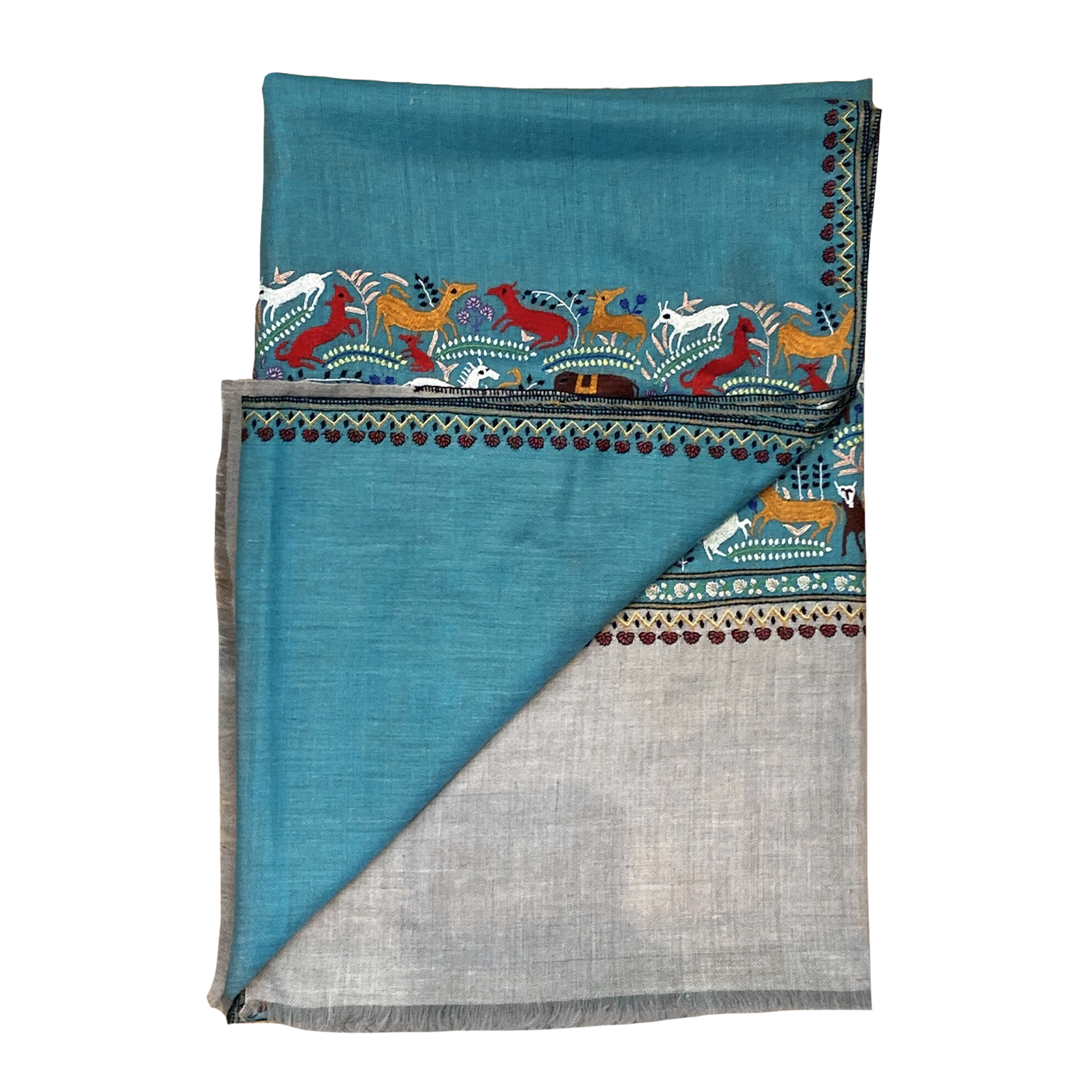 SAFARI ANIMAL EMBROIDERED SHAWL