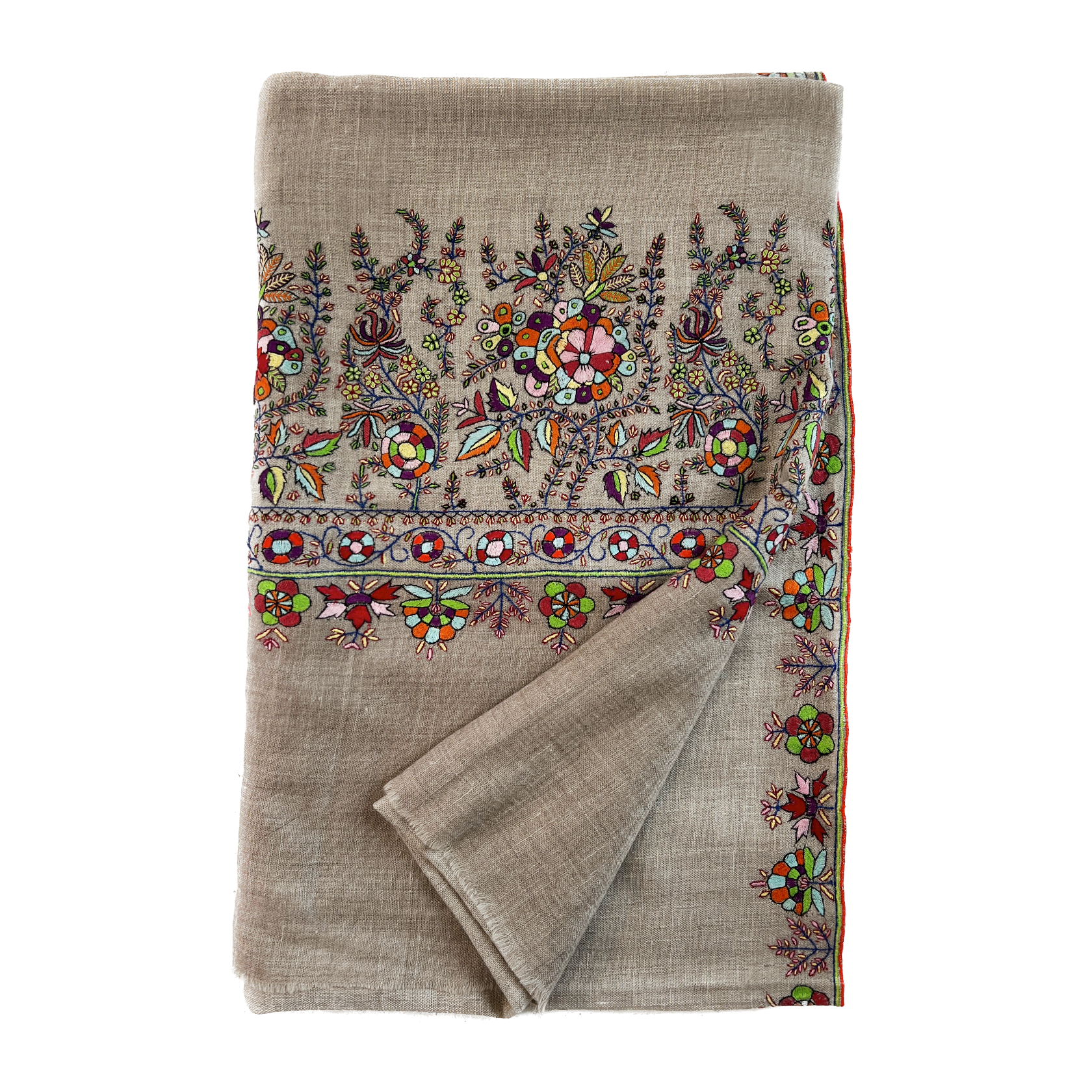 INTRICATE BORDER EMBROIDERED SHAWL